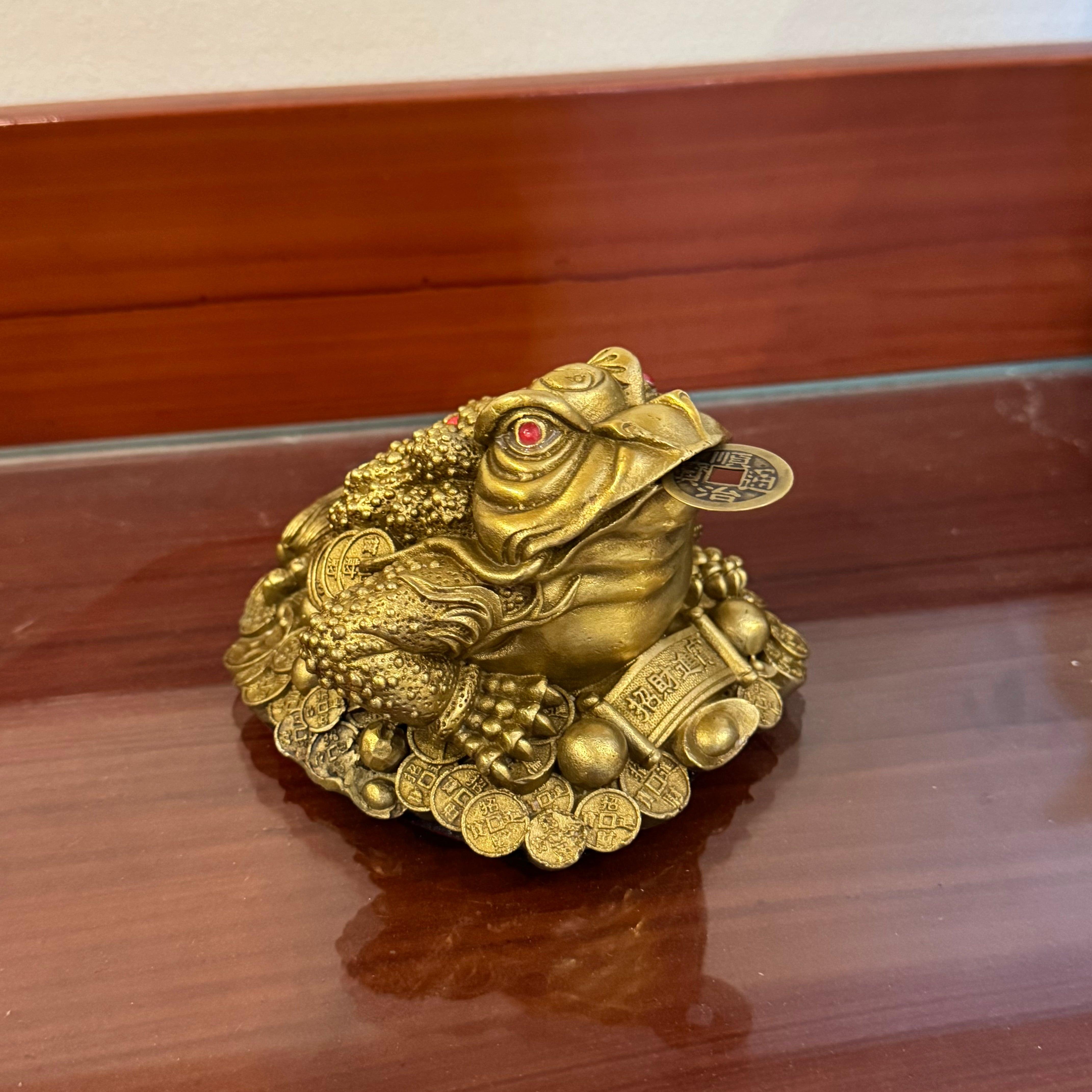 The Little Metal Money Frog Brass 12cm Default Title - Feng Shui Charms - Royal Dragon Decor Philippines