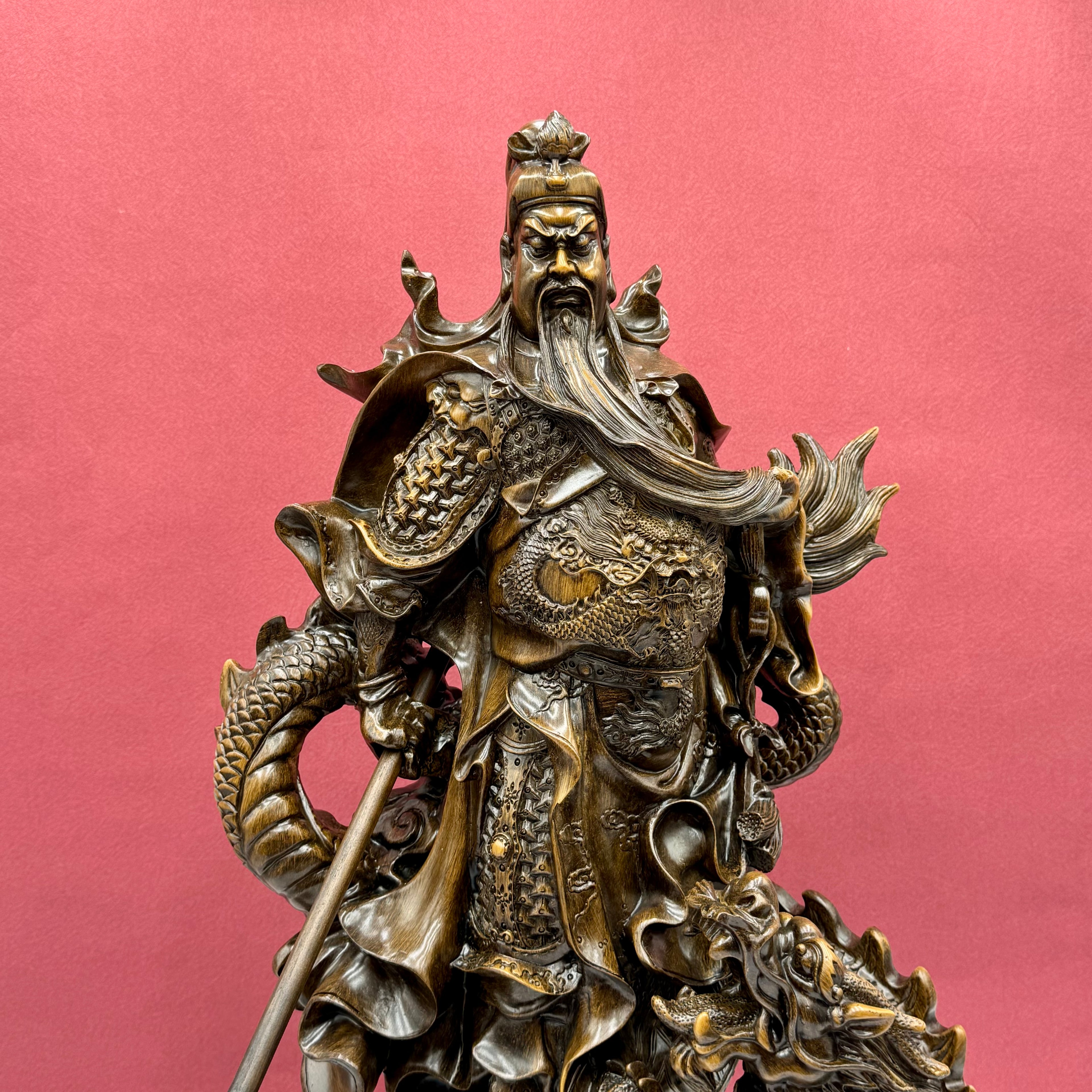 God of War Guan Gong with Dragon 62cm Default Title - Feng Shui Charms - Royal Dragon Decor Philippines