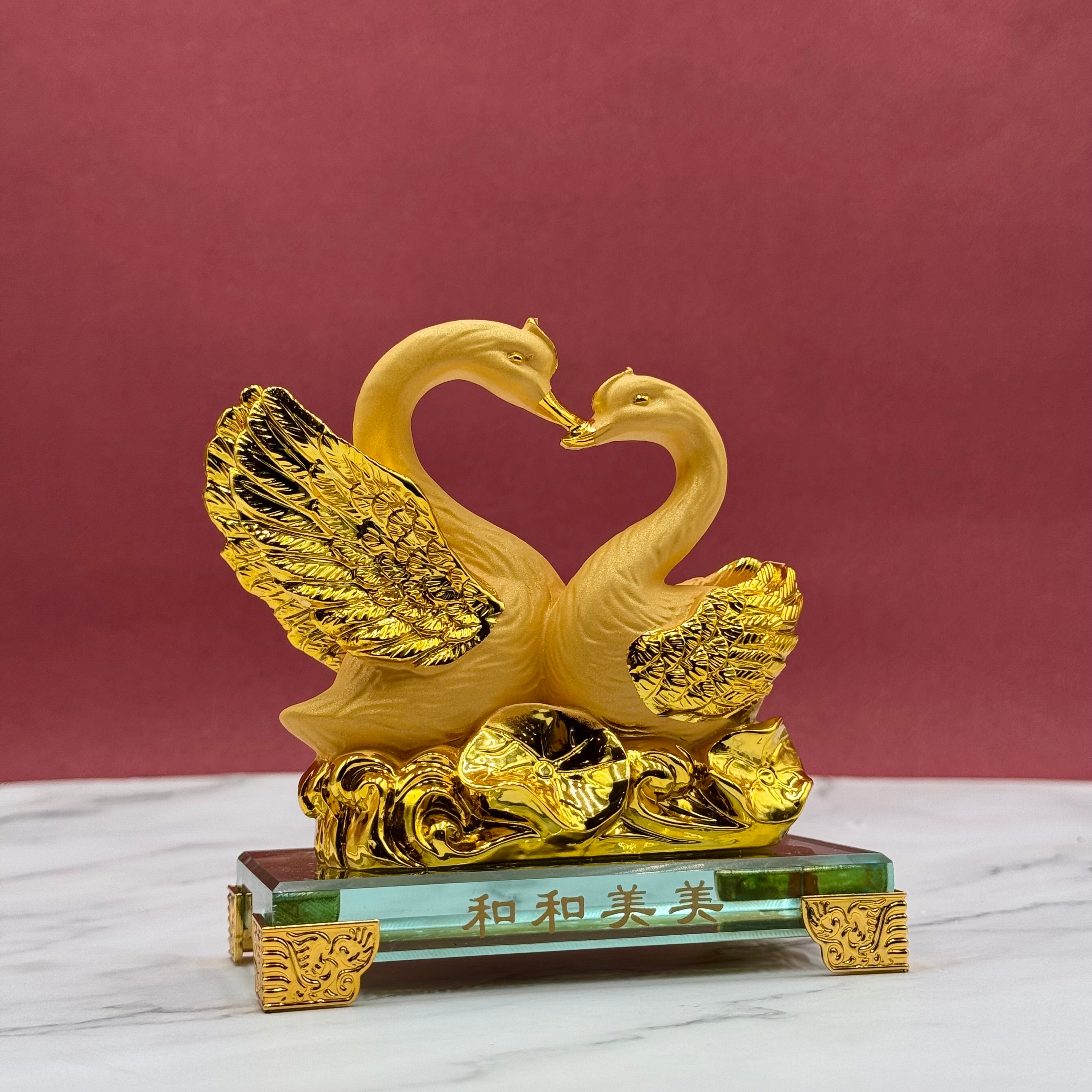 Golden Swans of Everlasting Love 12cm Default Title - Feng Shui Charms - Royal Dragon Decor Philippines
