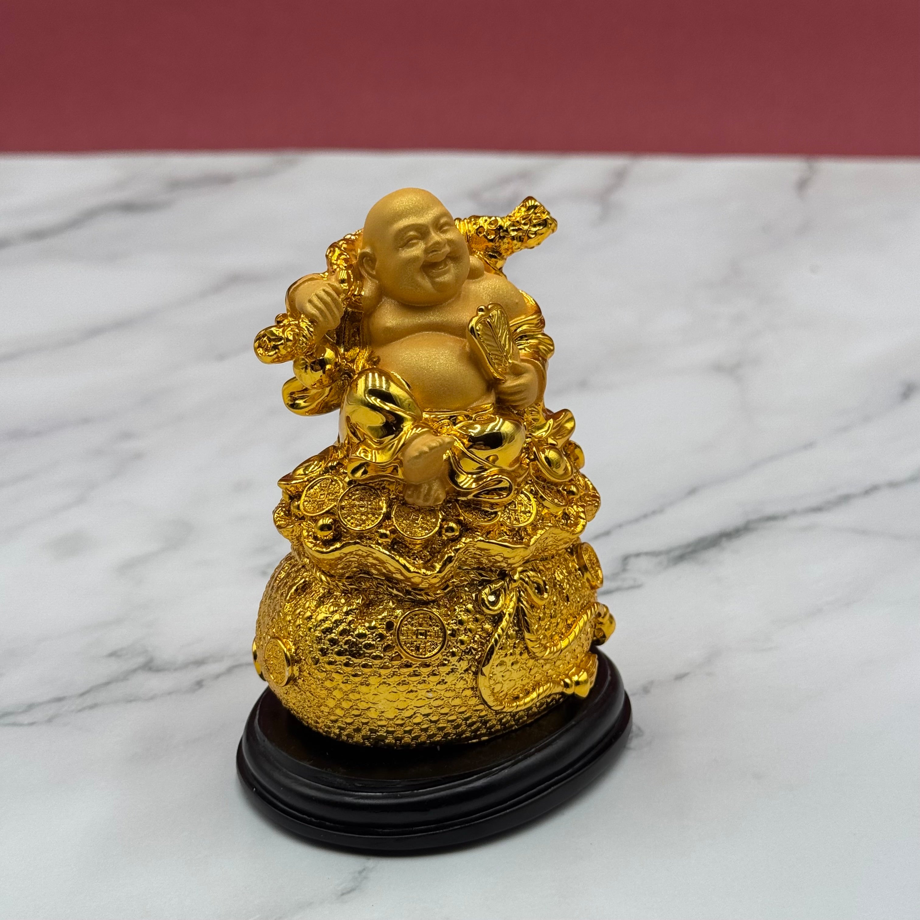 Golden Smiles Laughing Buddha for Luck 11cm Default Title - Feng Shui Charms - Royal Dragon Decor Philippines