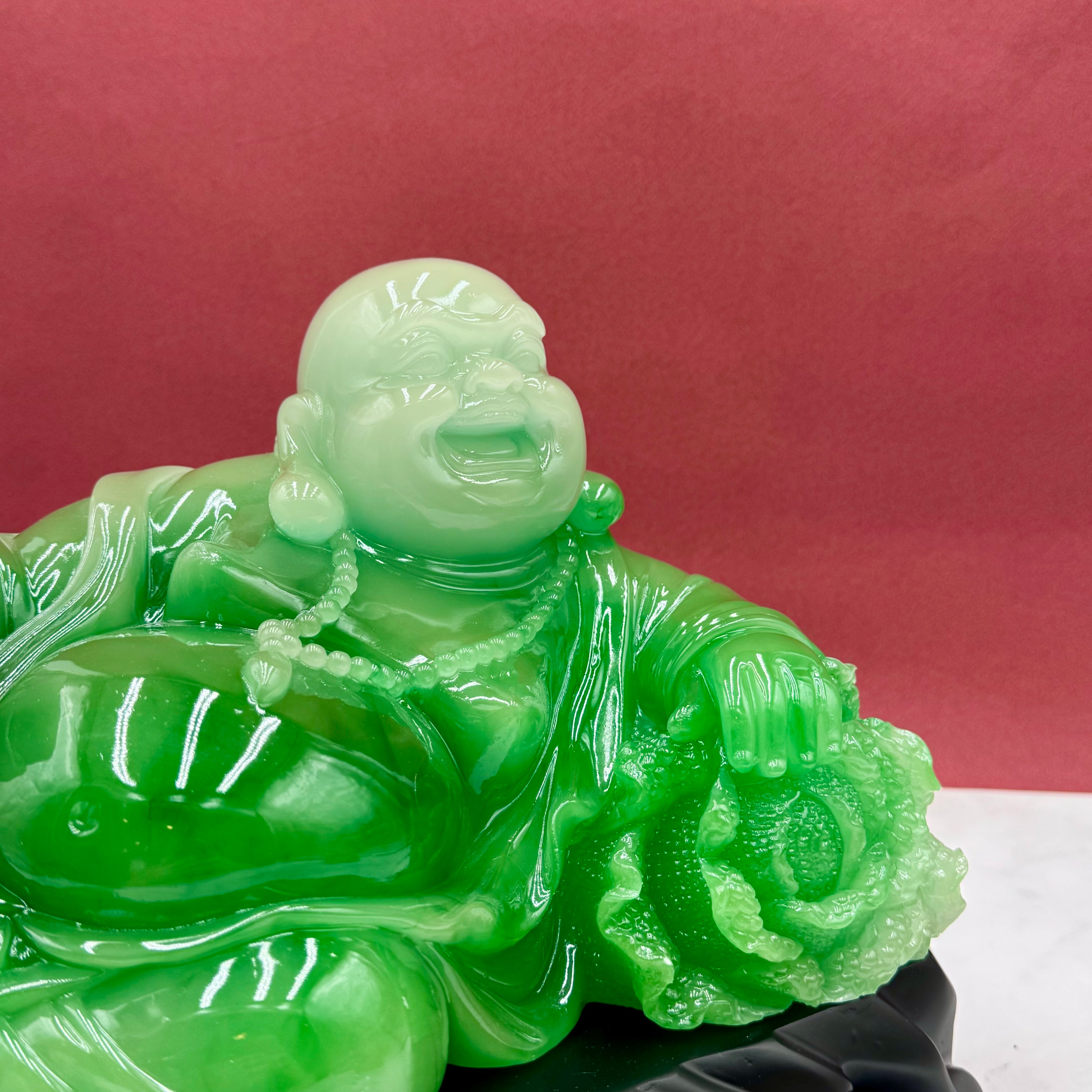 Serene in Green Jade Reclining Buddha 33cm Default Title - Feng Shui Charms - Royal Dragon Decor Philippines