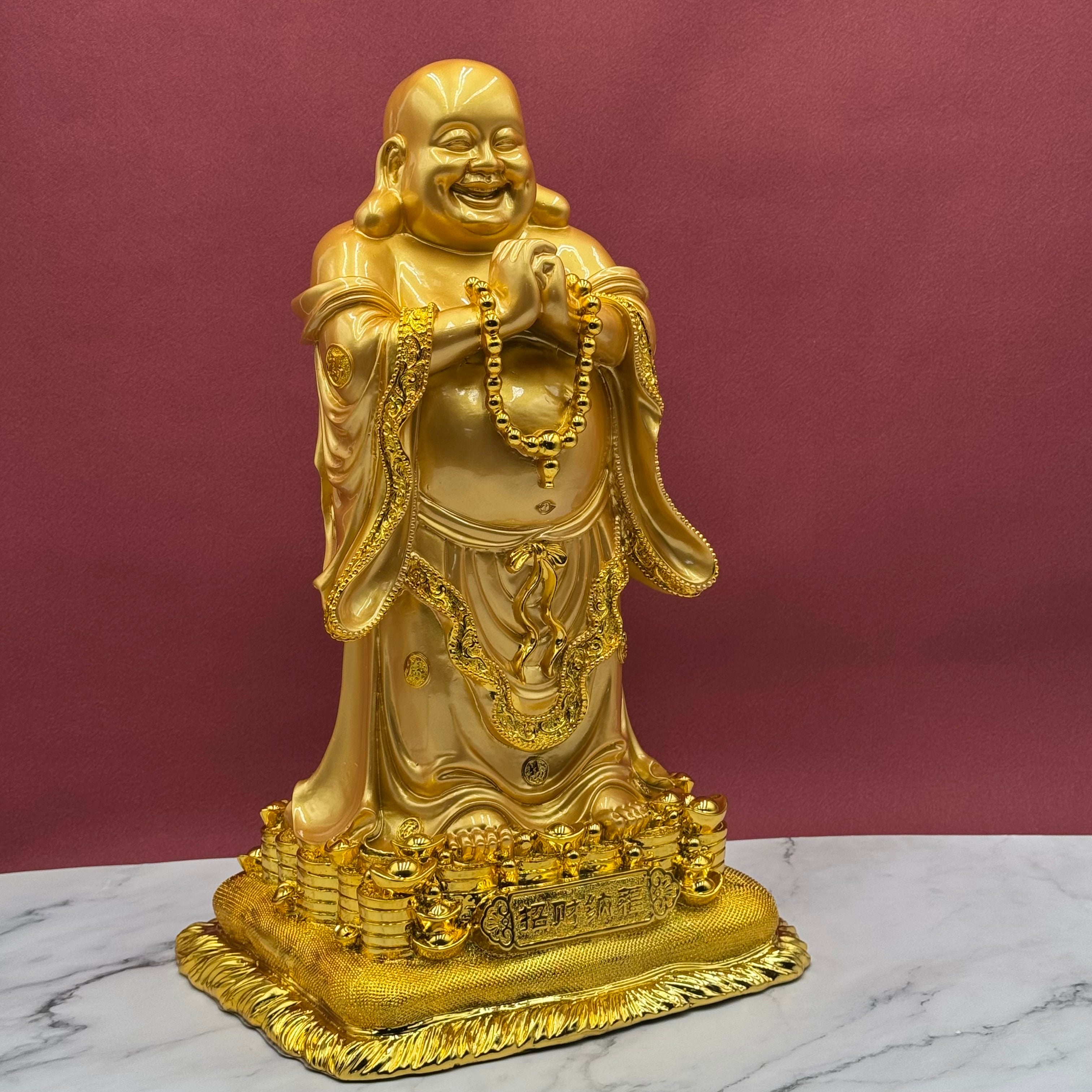 Tower of Gold Wealth Standing Buddha 46cm Default Title - Feng Shui Charms - Royal Dragon Decor Philippines
