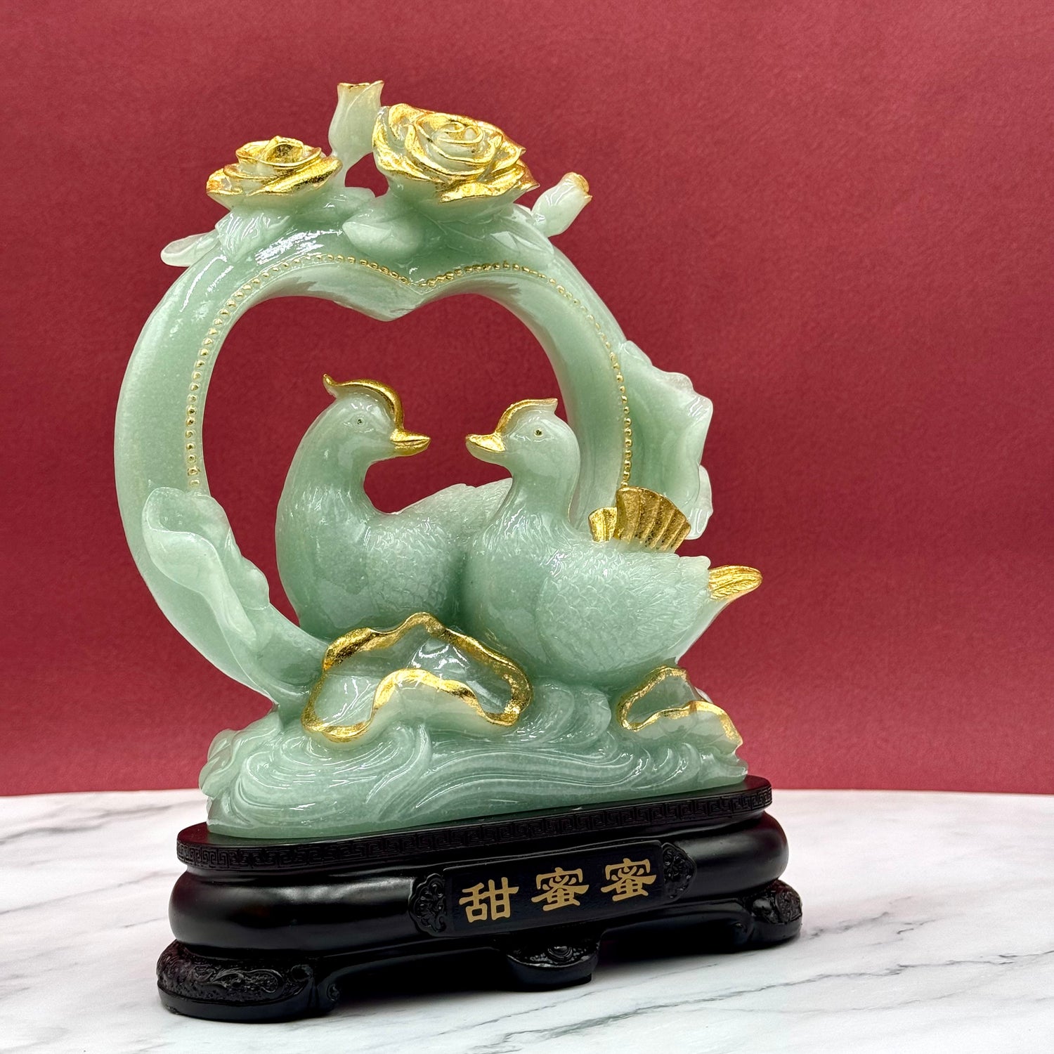 Forever in Love Jade Mandarin Ducks 25cm Default Title - Feng Shui Charms - Royal Dragon Decor Philippines