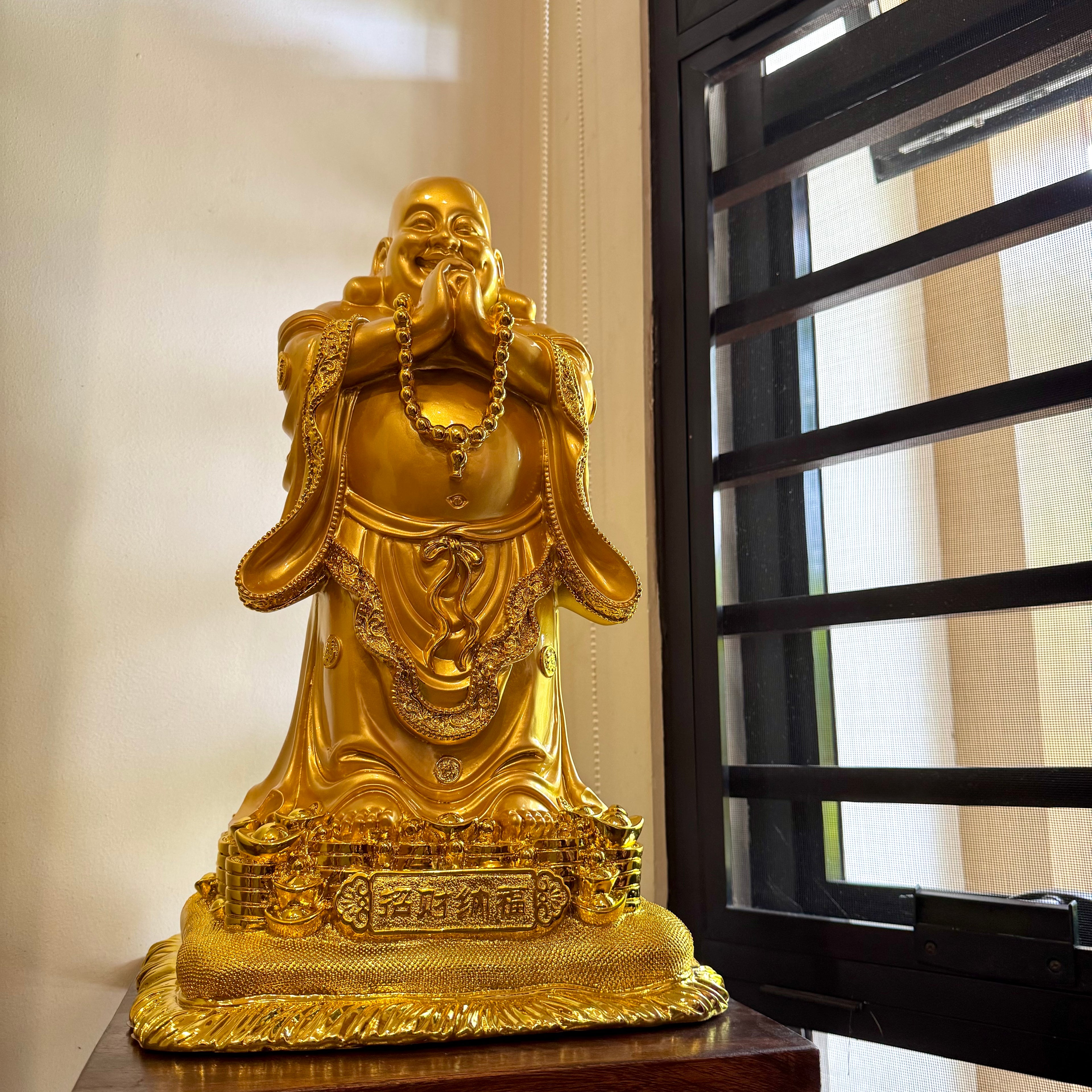 Tower of Gold Wealth Standing Buddha 46cm Default Title - Feng Shui Charms - Royal Dragon Decor Philippines