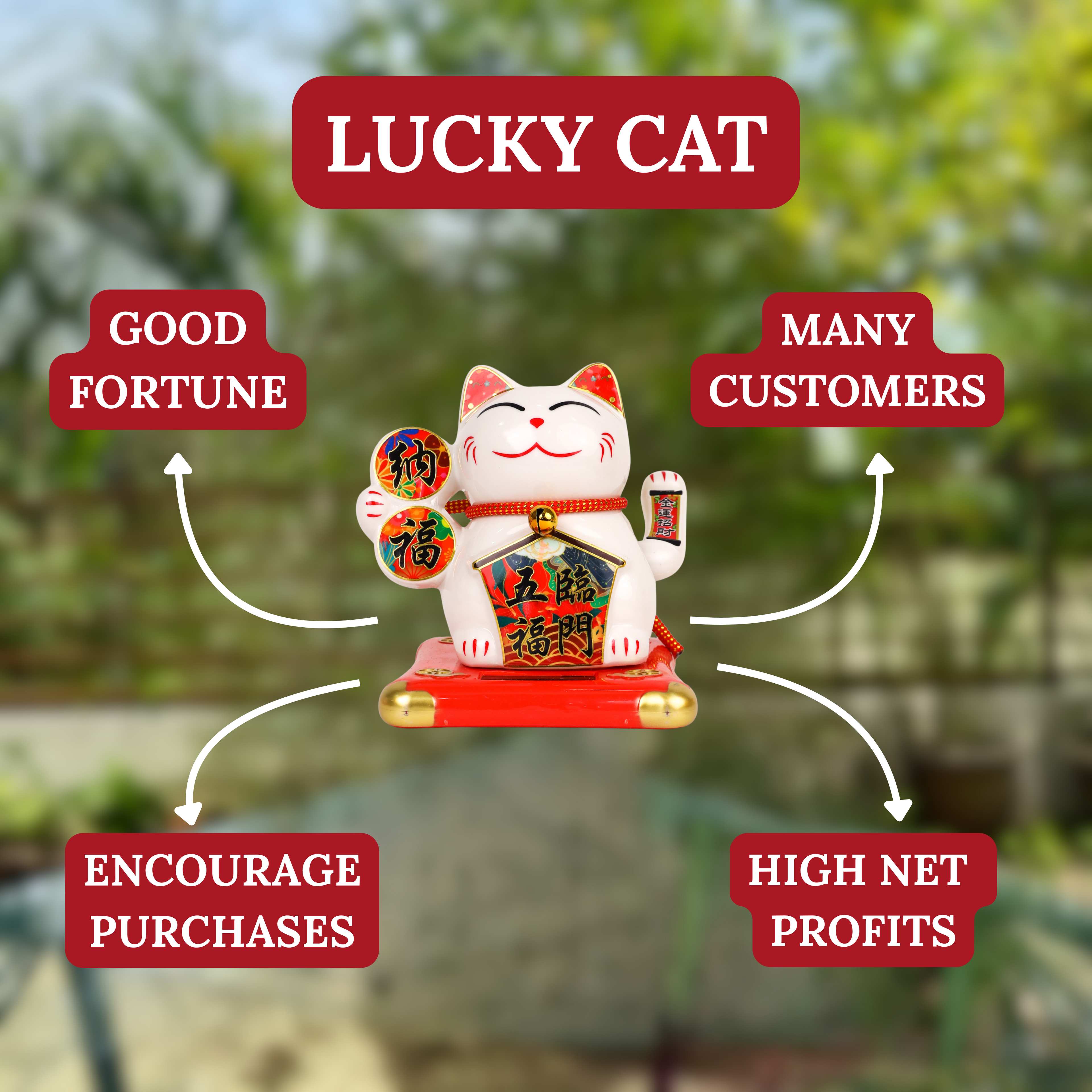 Solar-Powered Fortune Magnet Lucky Cat 14cm