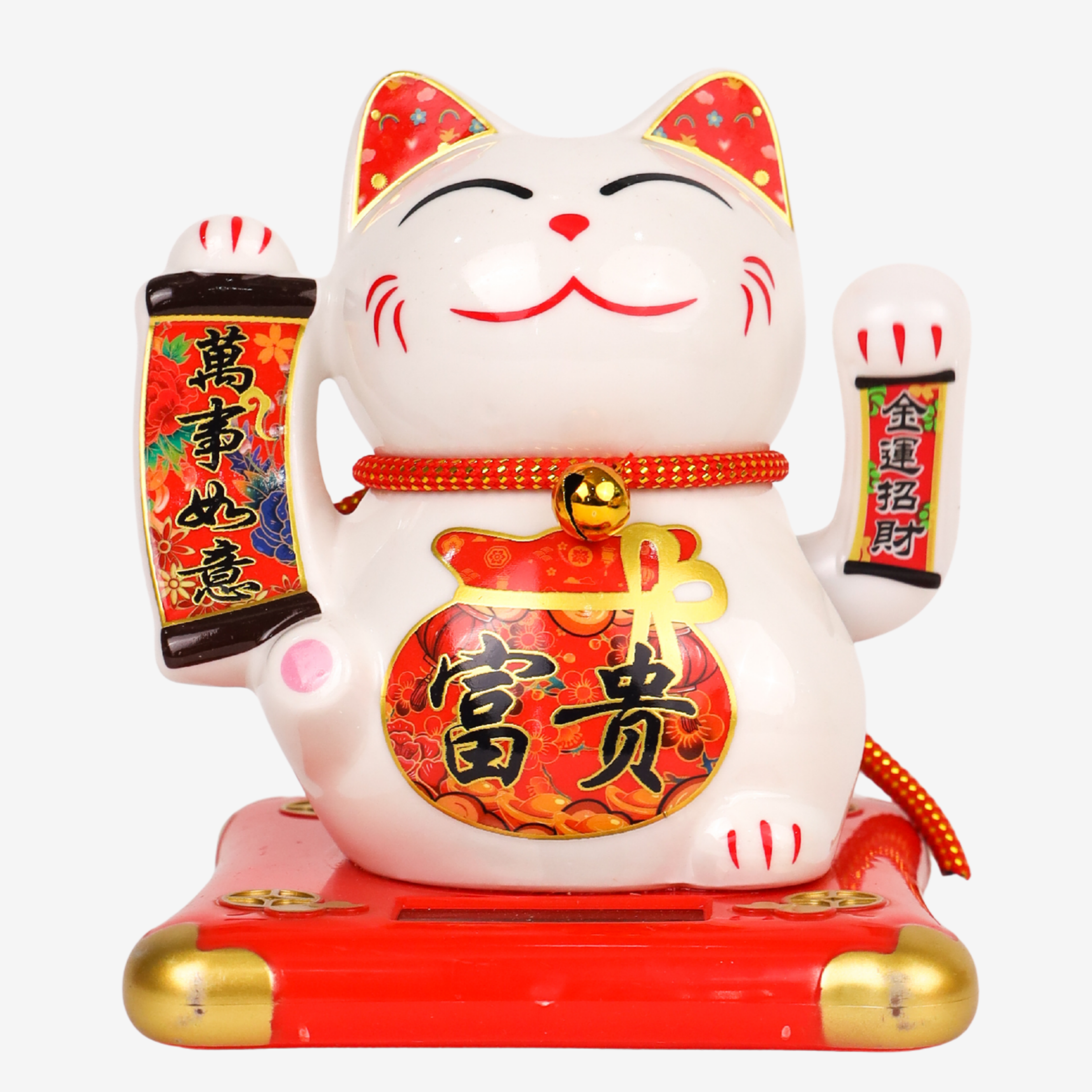 Solar-Powered Fortune Magnet Lucky Cat 14cm
