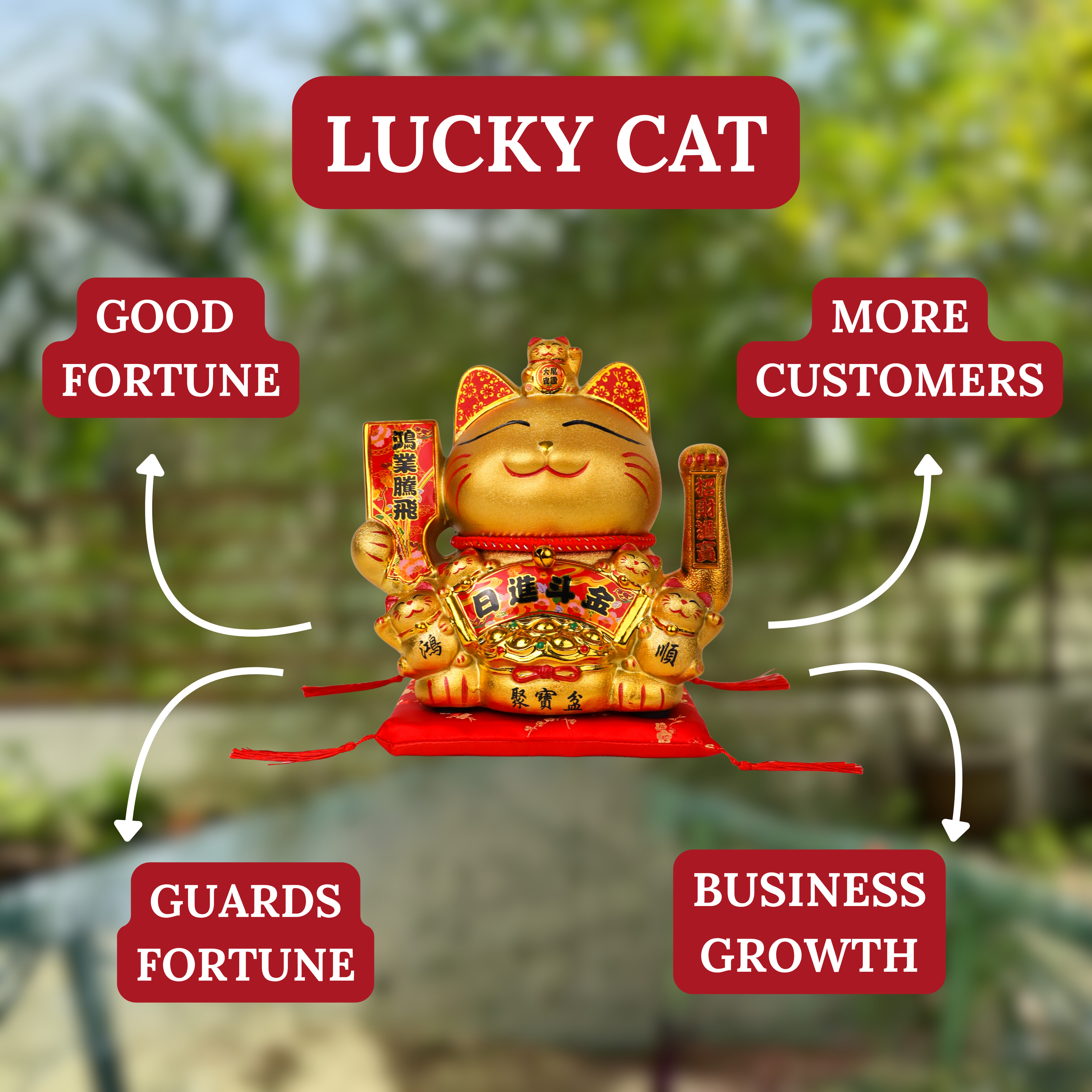 Great & Golden Lucky Cat for Business Success 30cm