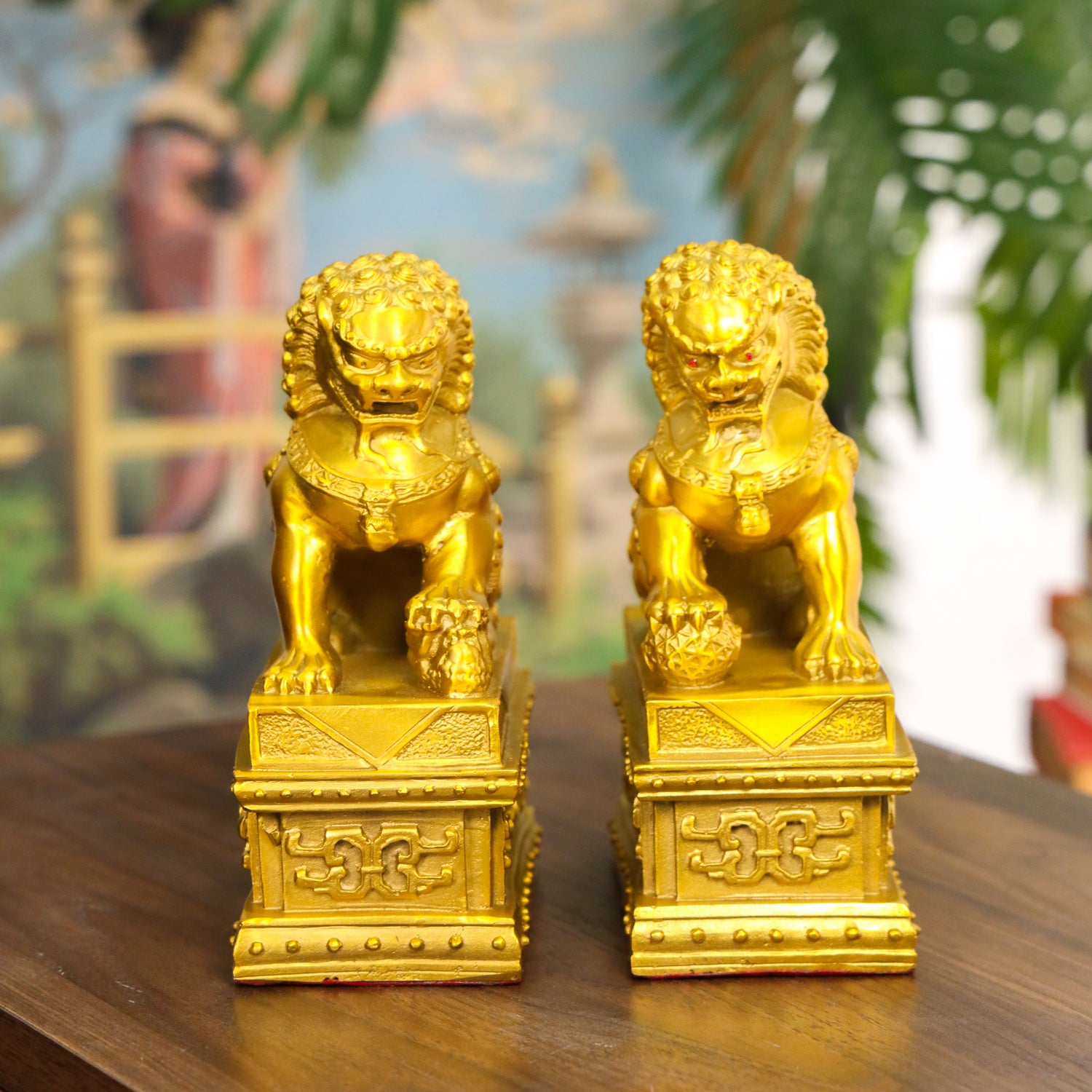 Loyal Gatekeepers Brass Foo Dogs 19cm