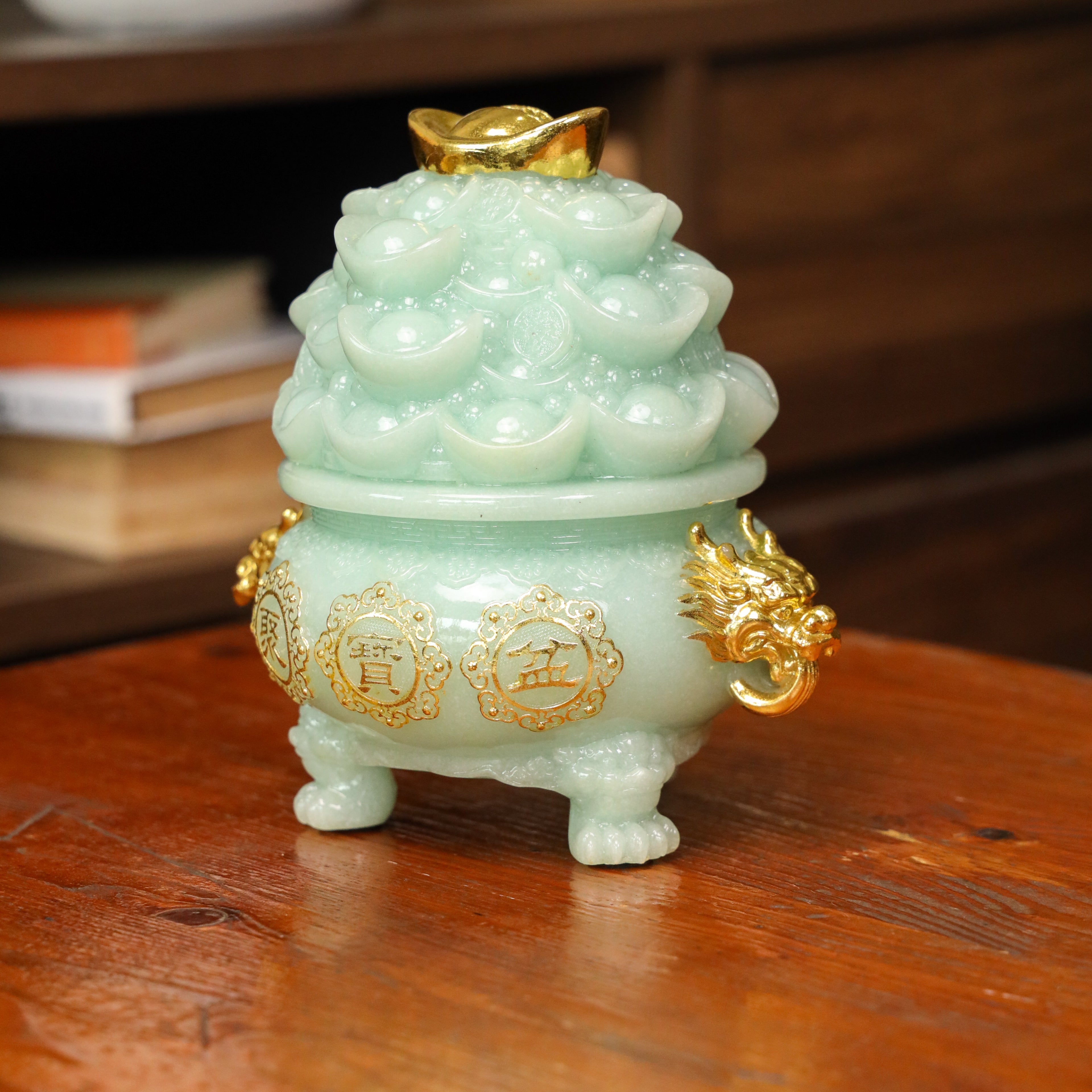 Elegant Jade Wealth Bowl of Abundance 17cm
