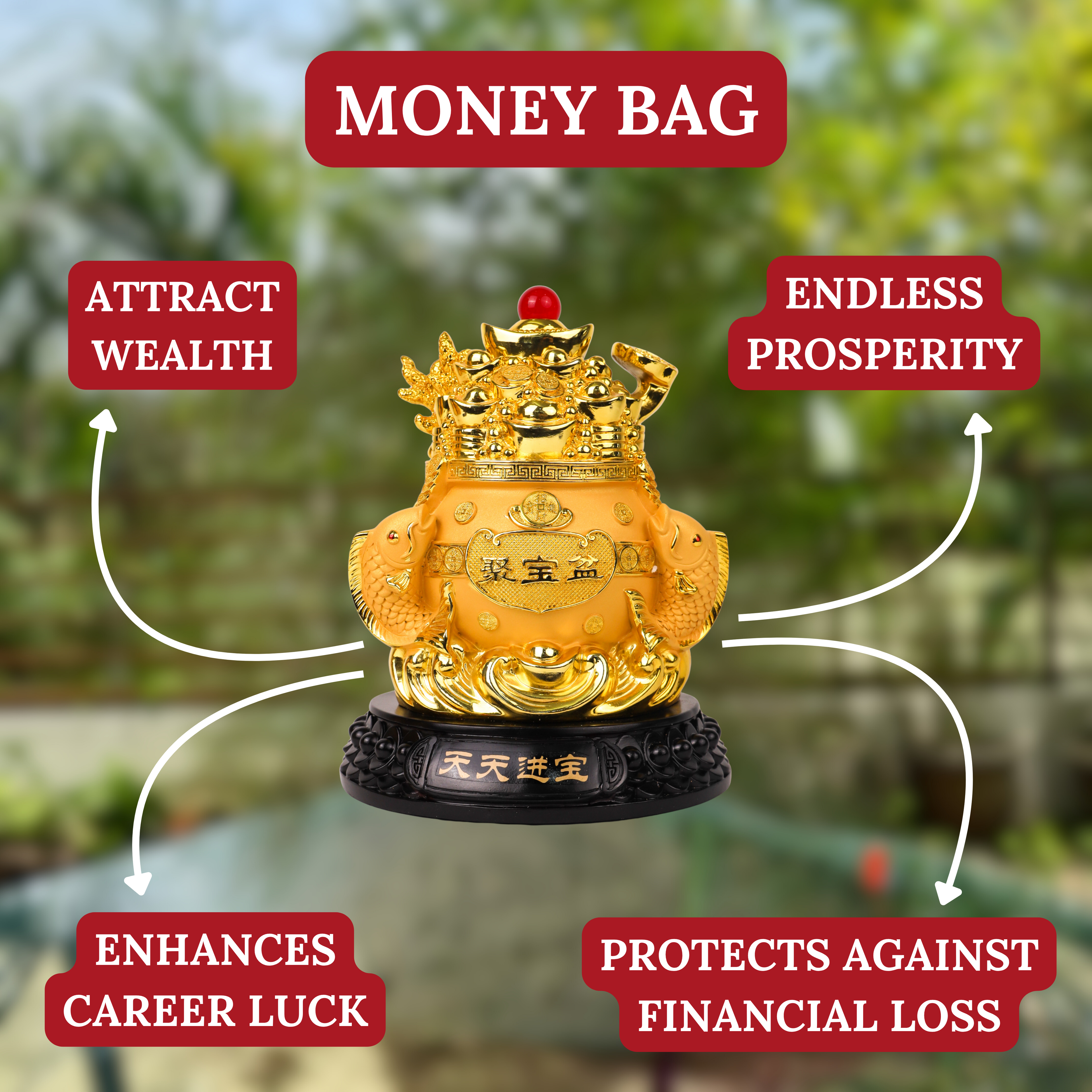 Golden Wealth Pot with Arowanas of Abundance 26cm