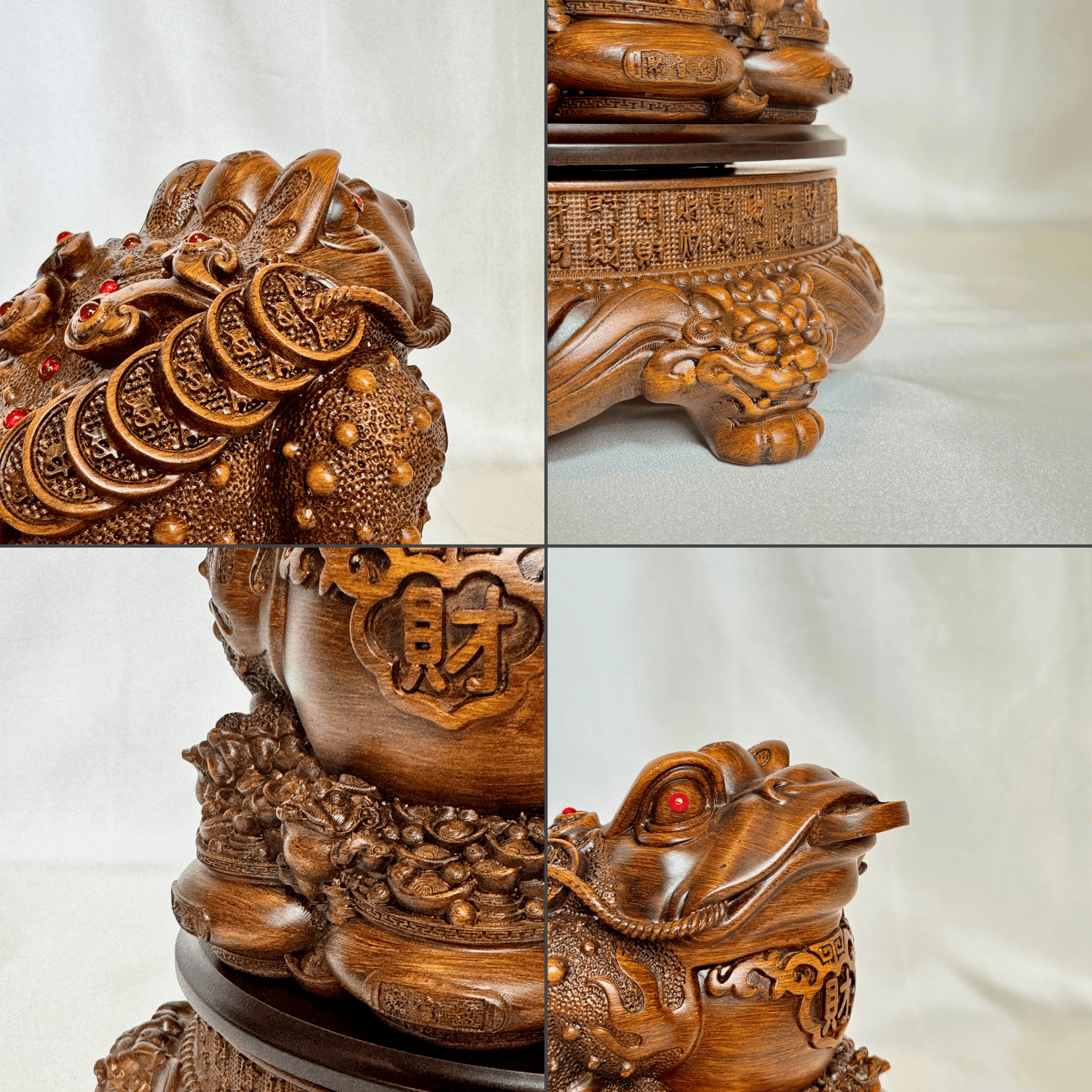 Wood Rotating Three-legged Toad on Money Pots 25cm Default Title - Feng Shui Charms - Royal Dragon Decor Philippines