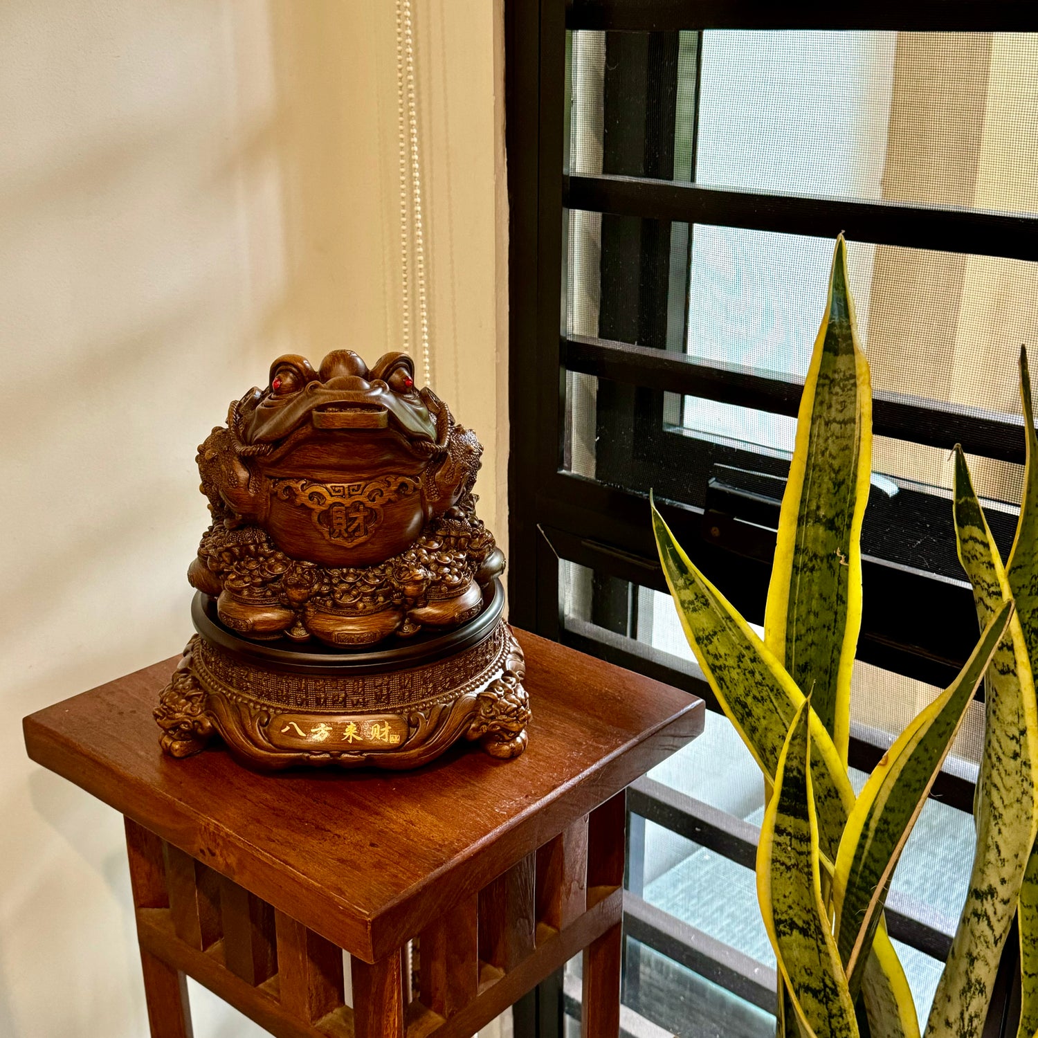 Wood Rotating Three-legged Toad on Money Pots 25cm Default Title - Feng Shui Charms - Royal Dragon Decor Philippines