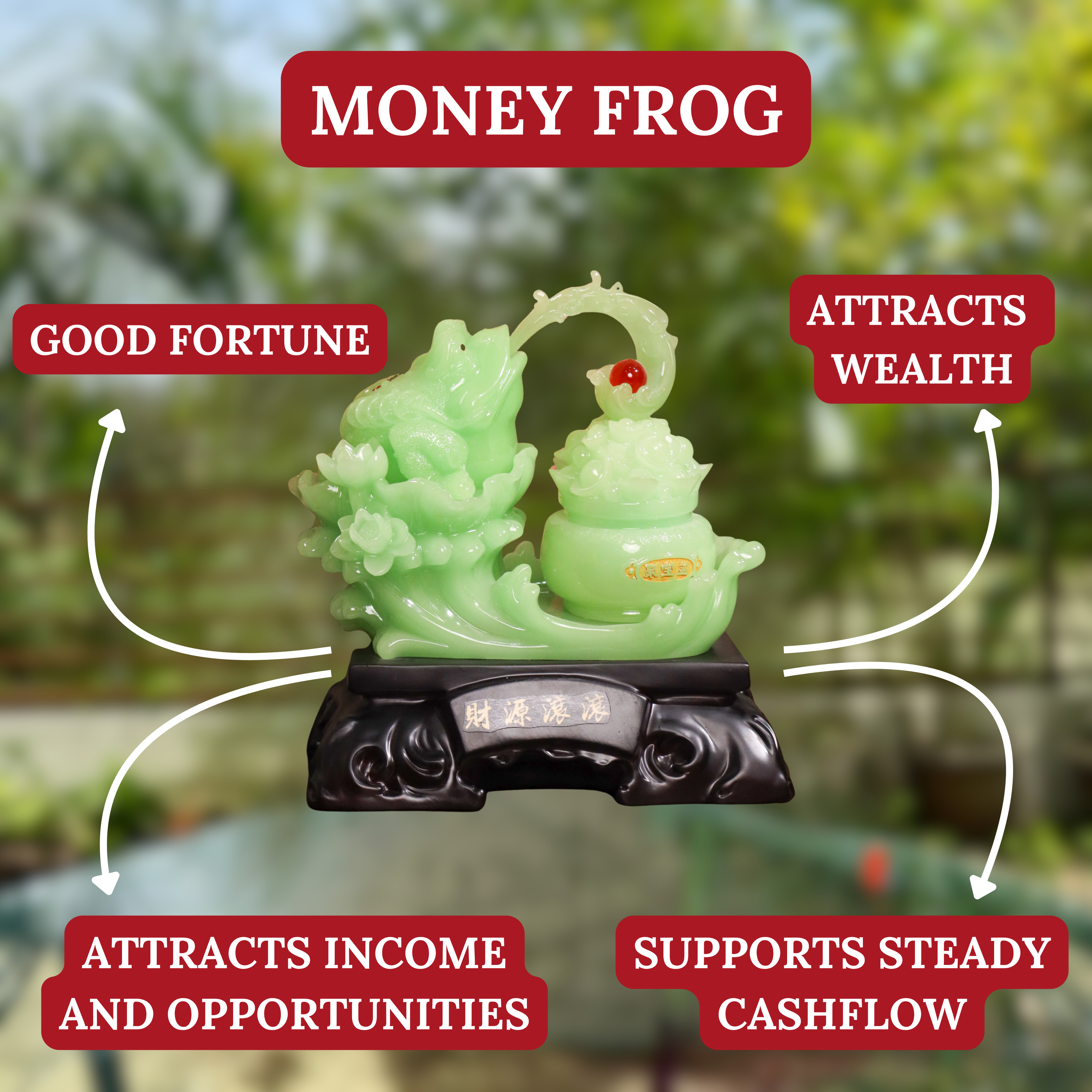 Let Money Flow Jade Frog with Treasure 34cm