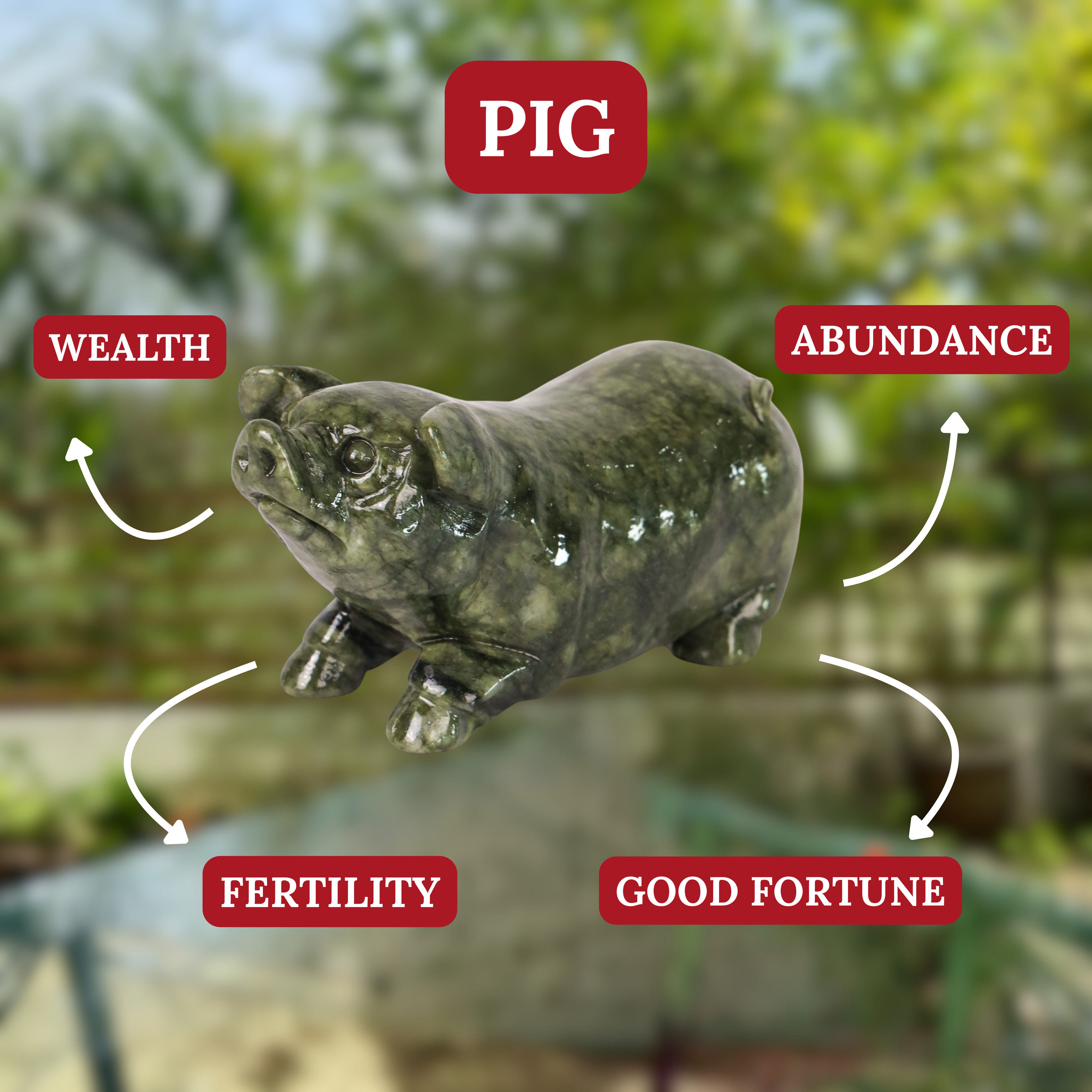 Jade Zodiac Pig for Abundant Blessings 16cm