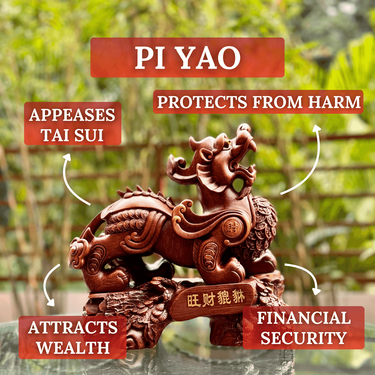 Elegant Rosewood Large Pi Yao 27cm Male - Feng Shui Charms - Royal Dragon Decor Philippines