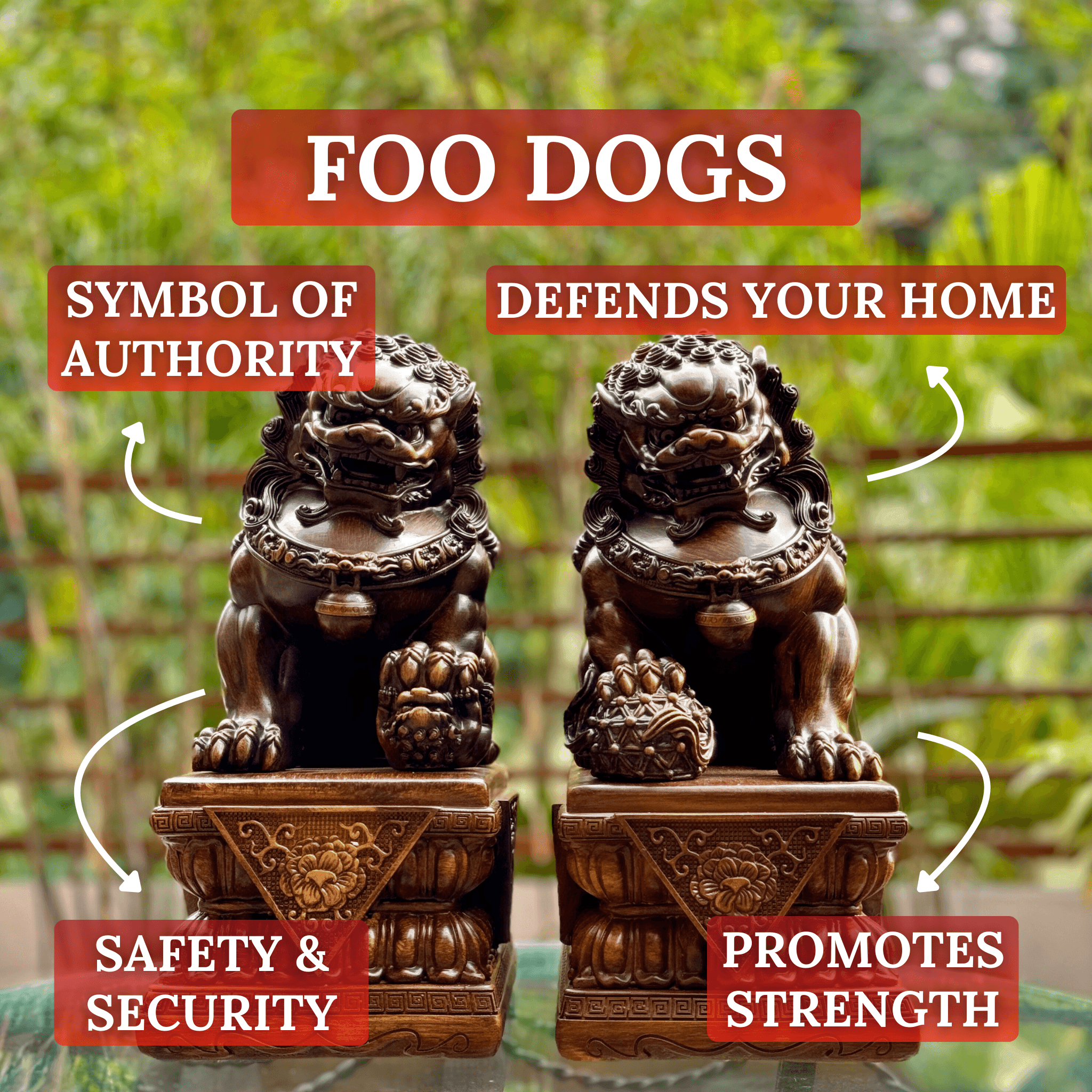 Large Protector Foo Dogs / Guardian Lions Pair 31cm Default Title - Feng Shui Charms - Royal Dragon Decor Philippines