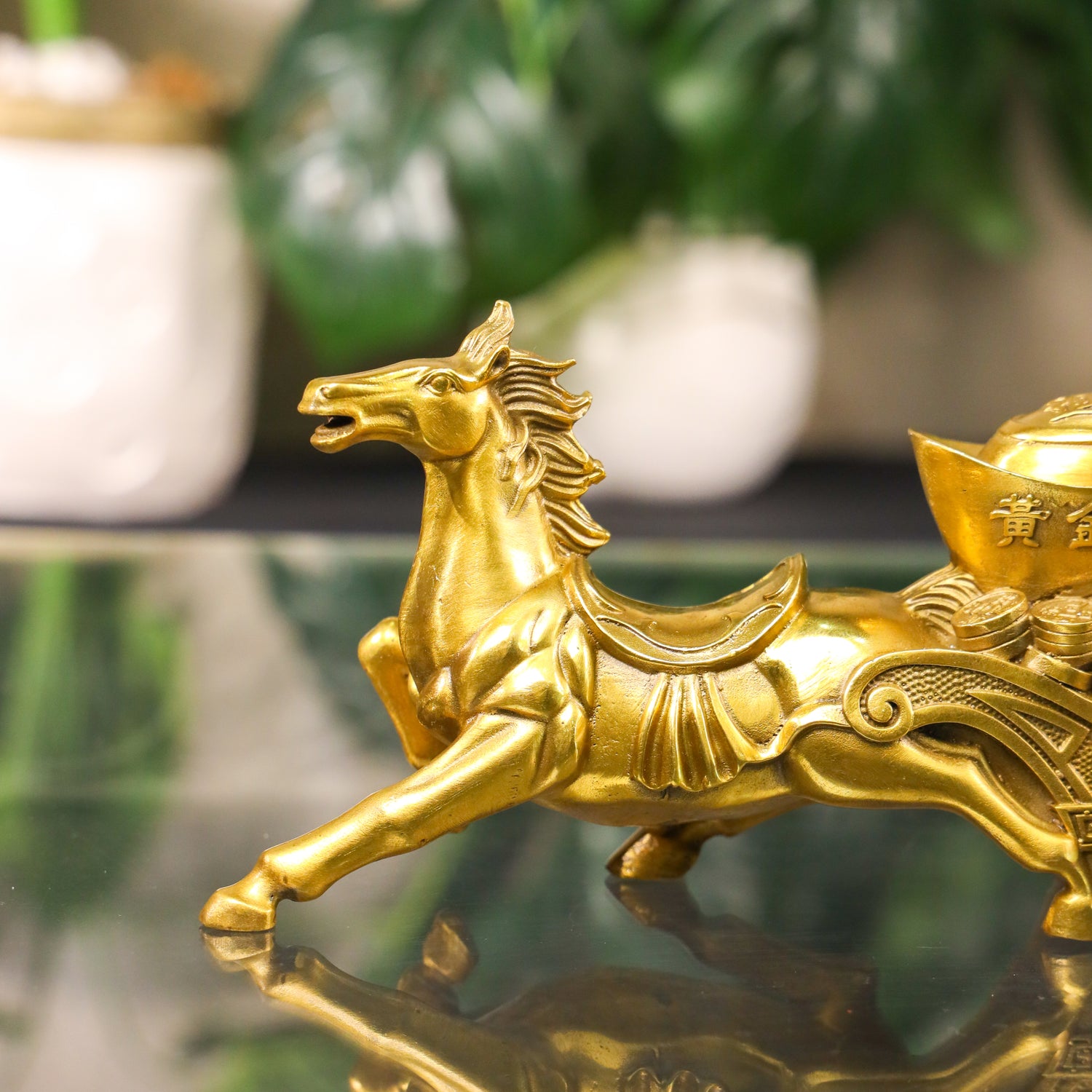 Brass Carriage of Abundant Rewards Horse 26cm