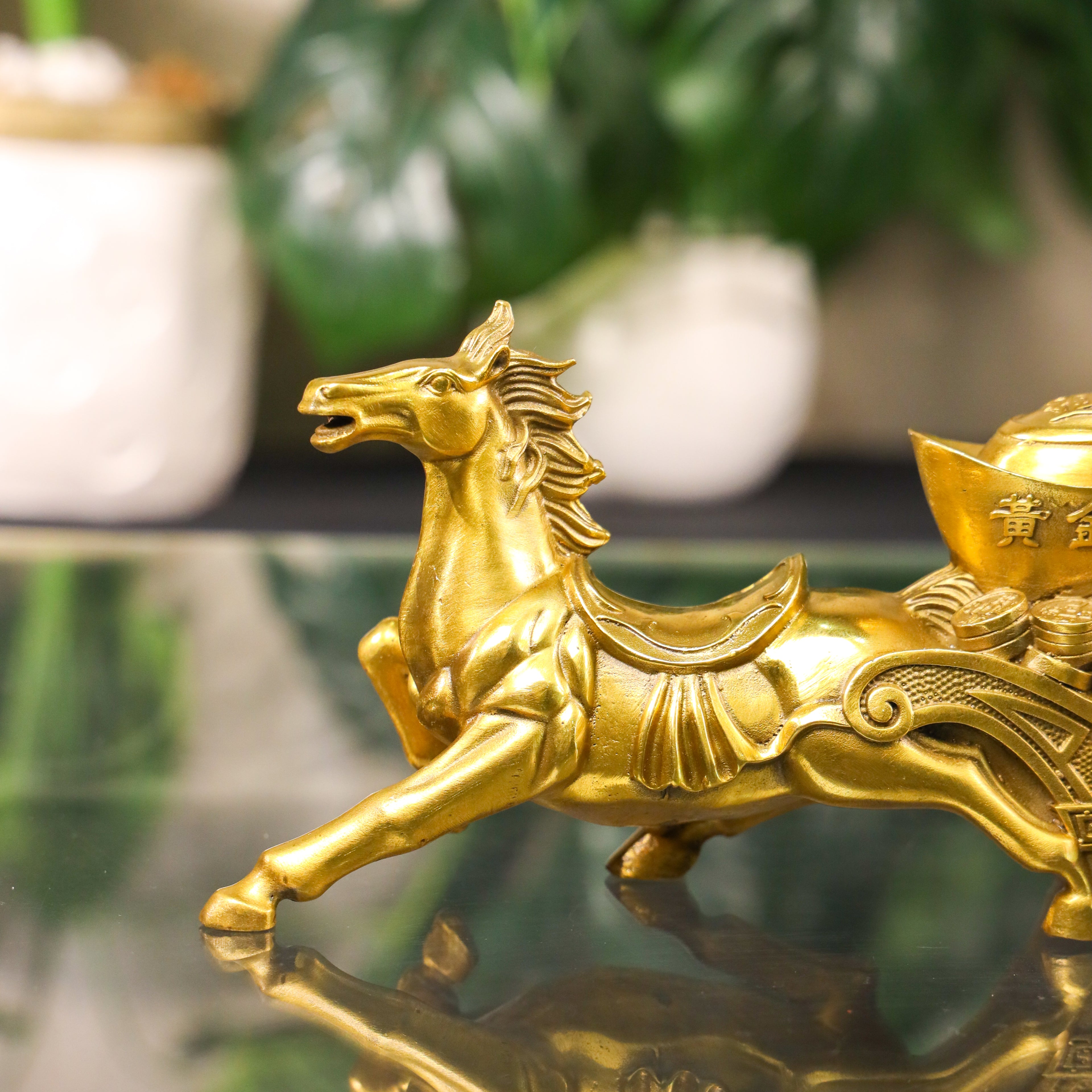 Brass Carriage of Abundant Rewards Horse 26cm