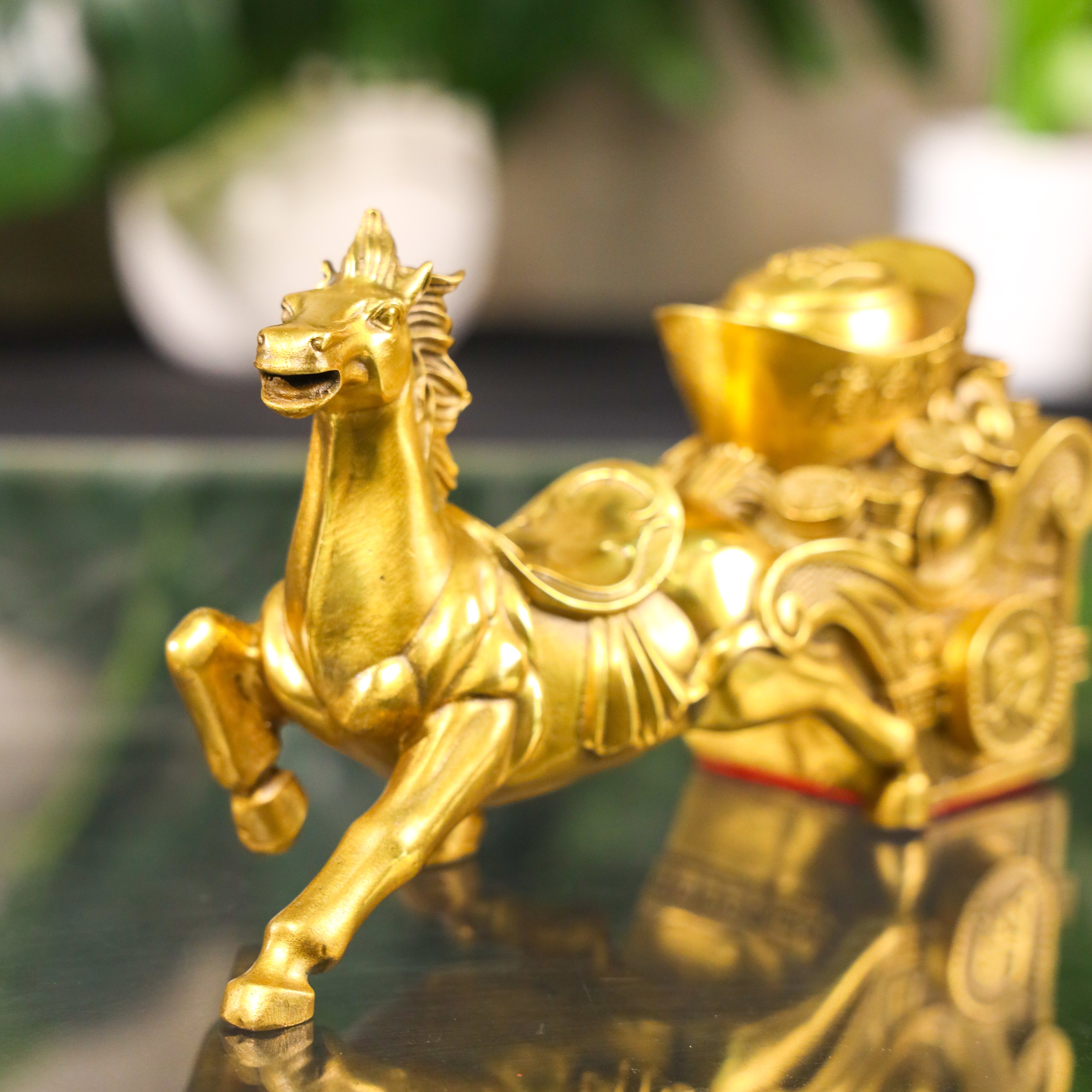 Brass Carriage of Abundant Rewards Horse 26cm