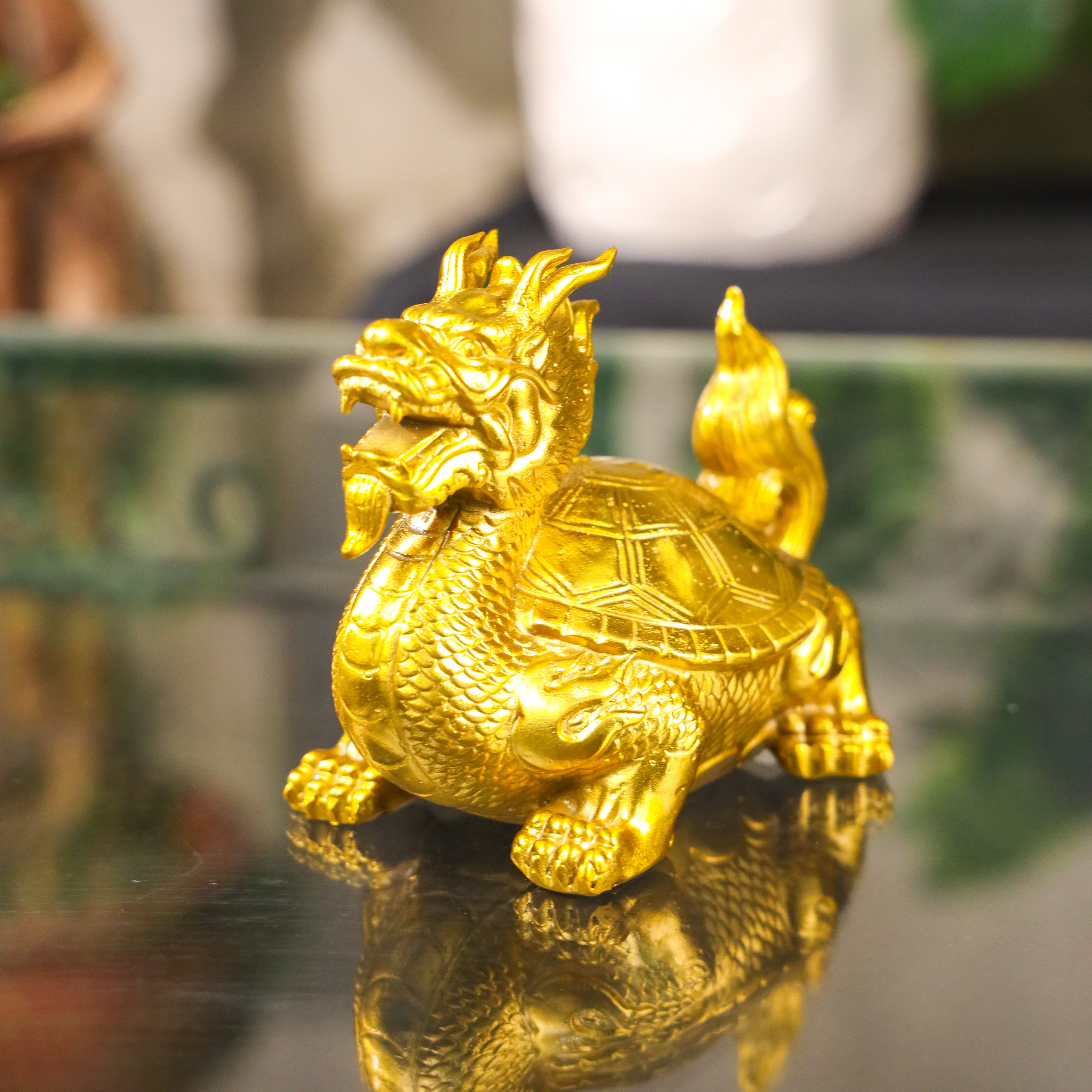 Strength and Achievement Brass Dragon Turtle 13cm