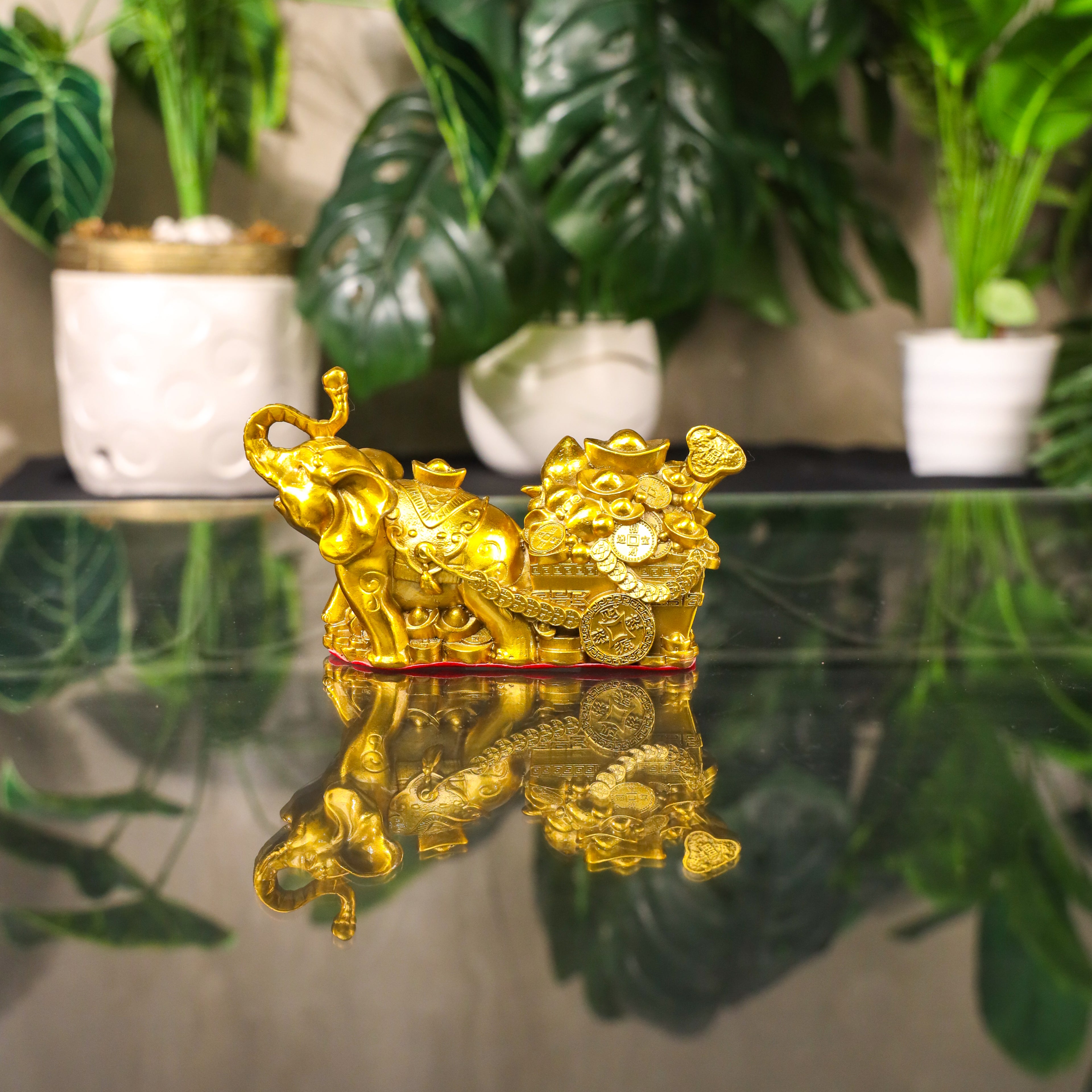 Powerful Elephant with Carriage of Fortune 17cm