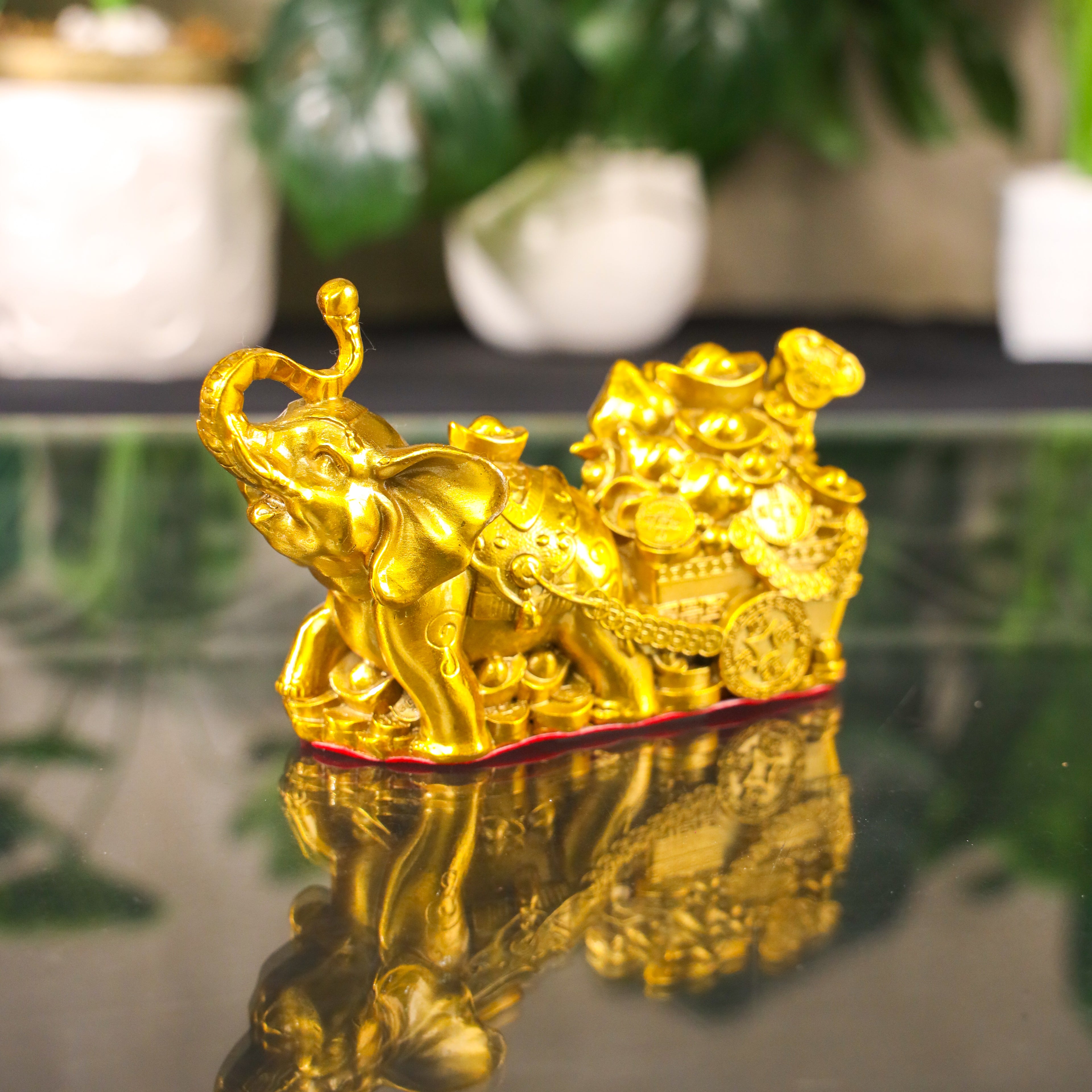 Powerful Elephant with Carriage of Fortune 17cm