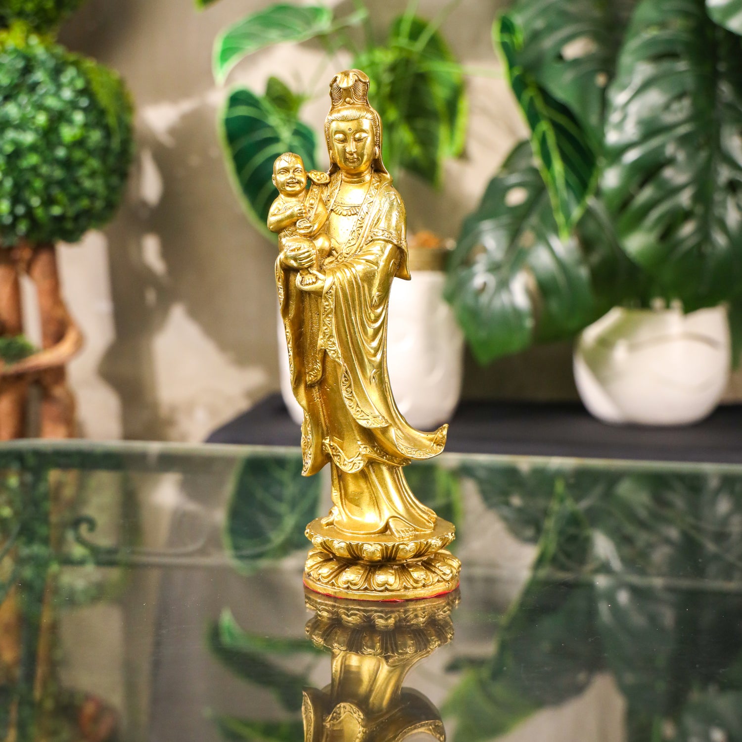 Merciful Guardian Brass Guan Yin 26cm