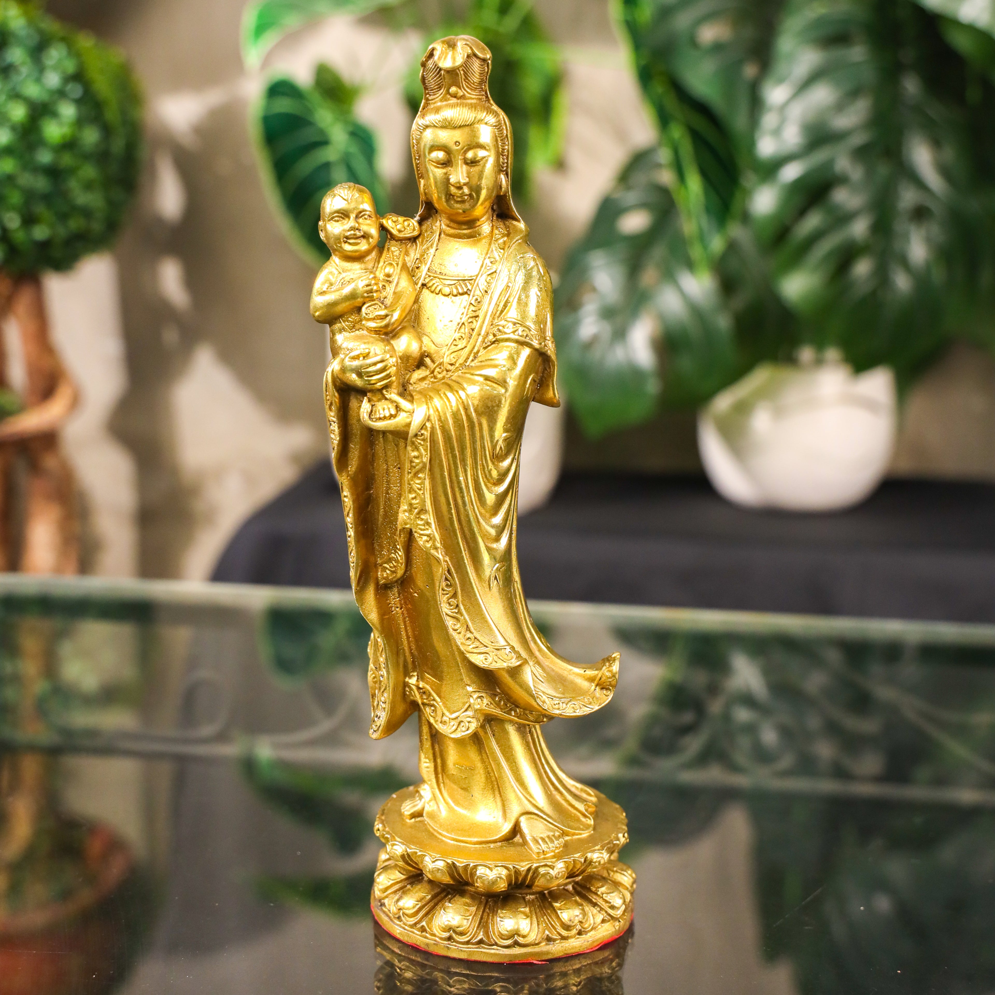 Merciful Guardian Brass Guan Yin 26cm