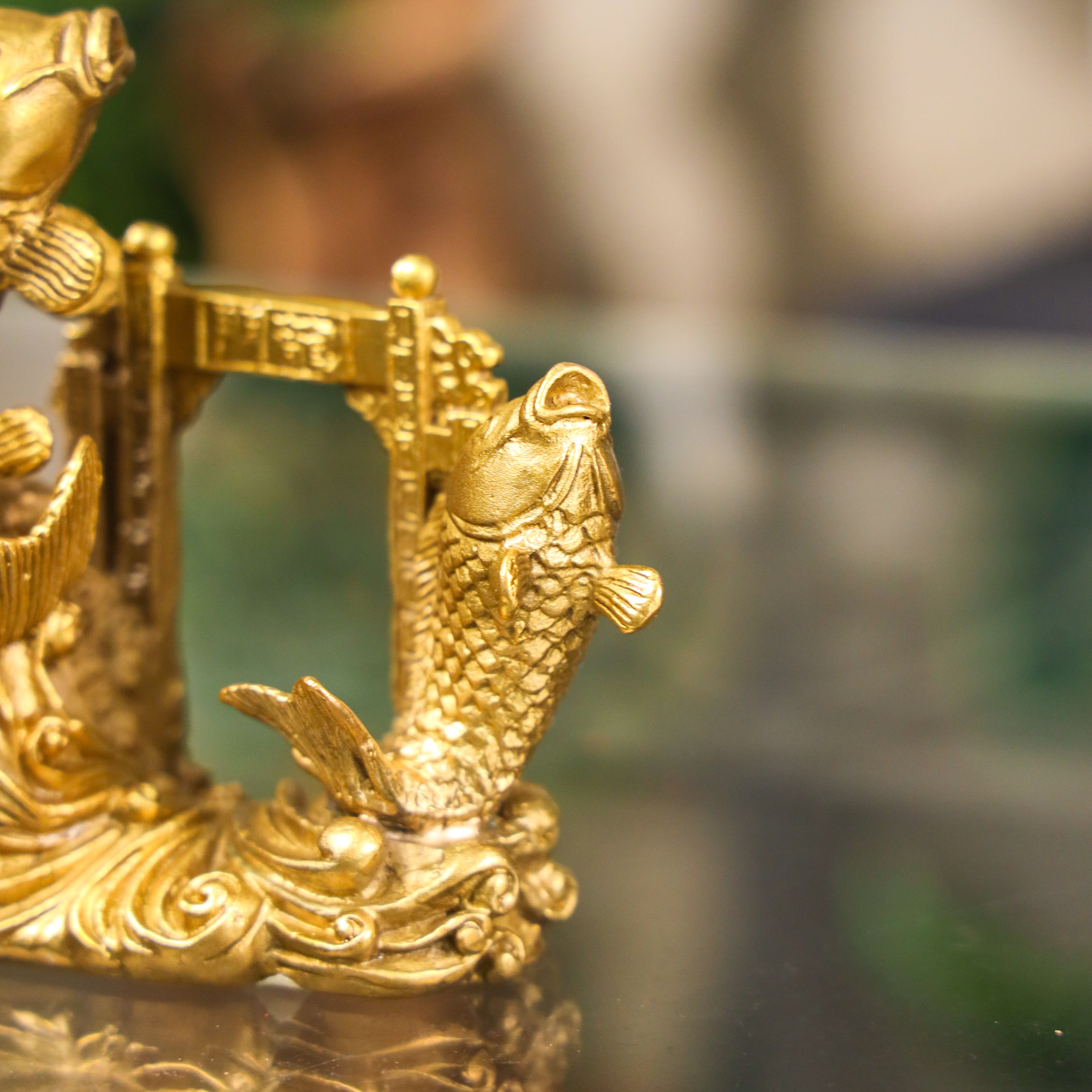 Double Fortune Brass Arowana Pair 12cm