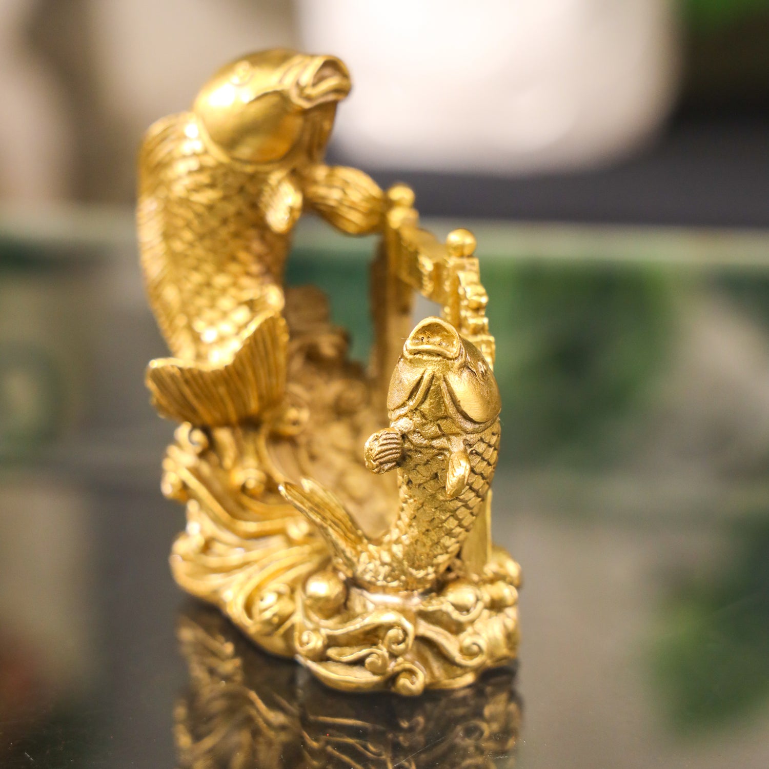 Double Fortune Brass Arowana Pair 12cm