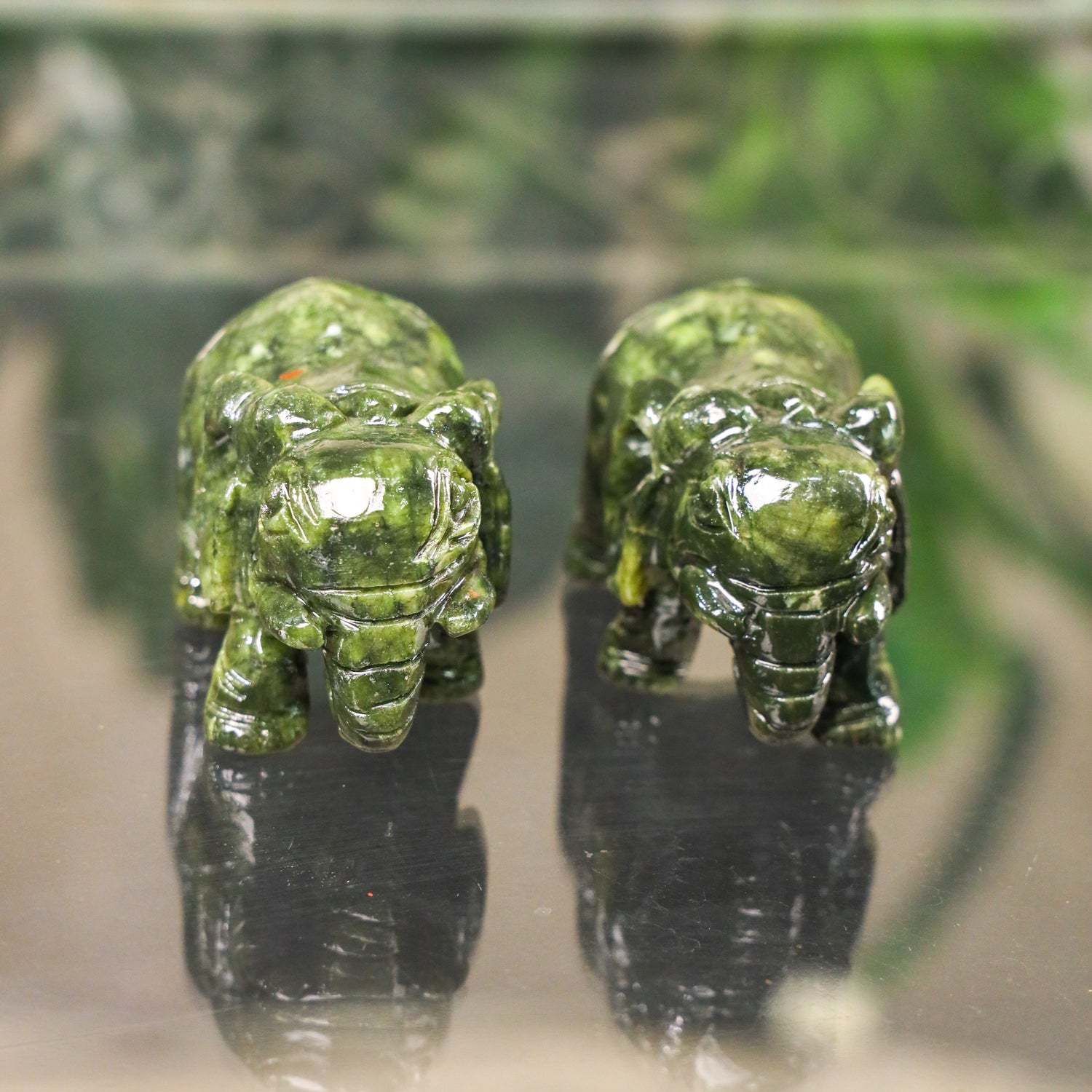 Gentle and Powerful Jade Elephant Pair 11cm