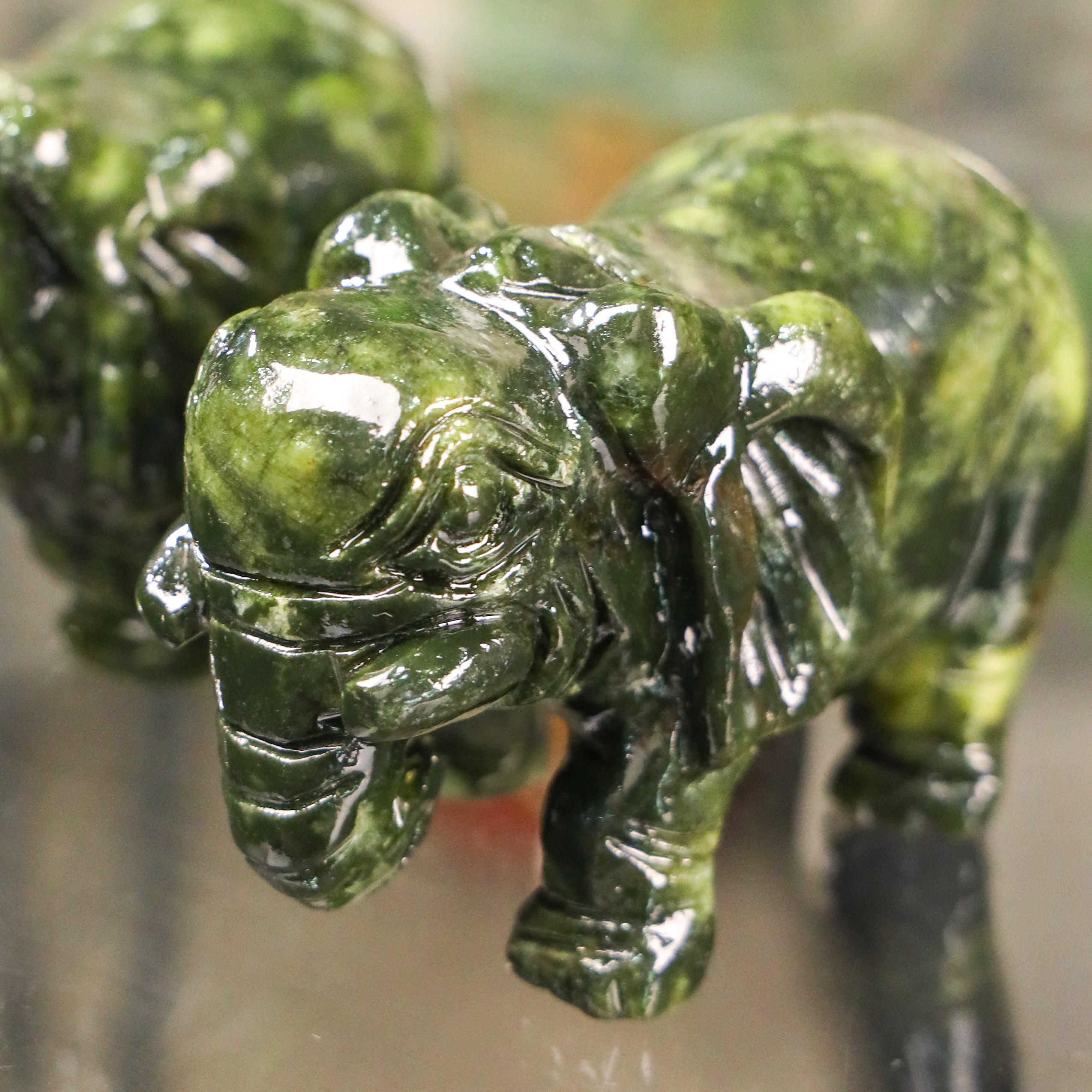 Gentle and Powerful Jade Elephant Pair 11cm