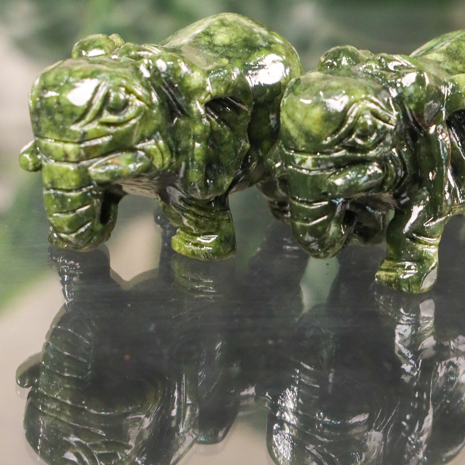 Gentle and Powerful Jade Elephant Pair 11cm