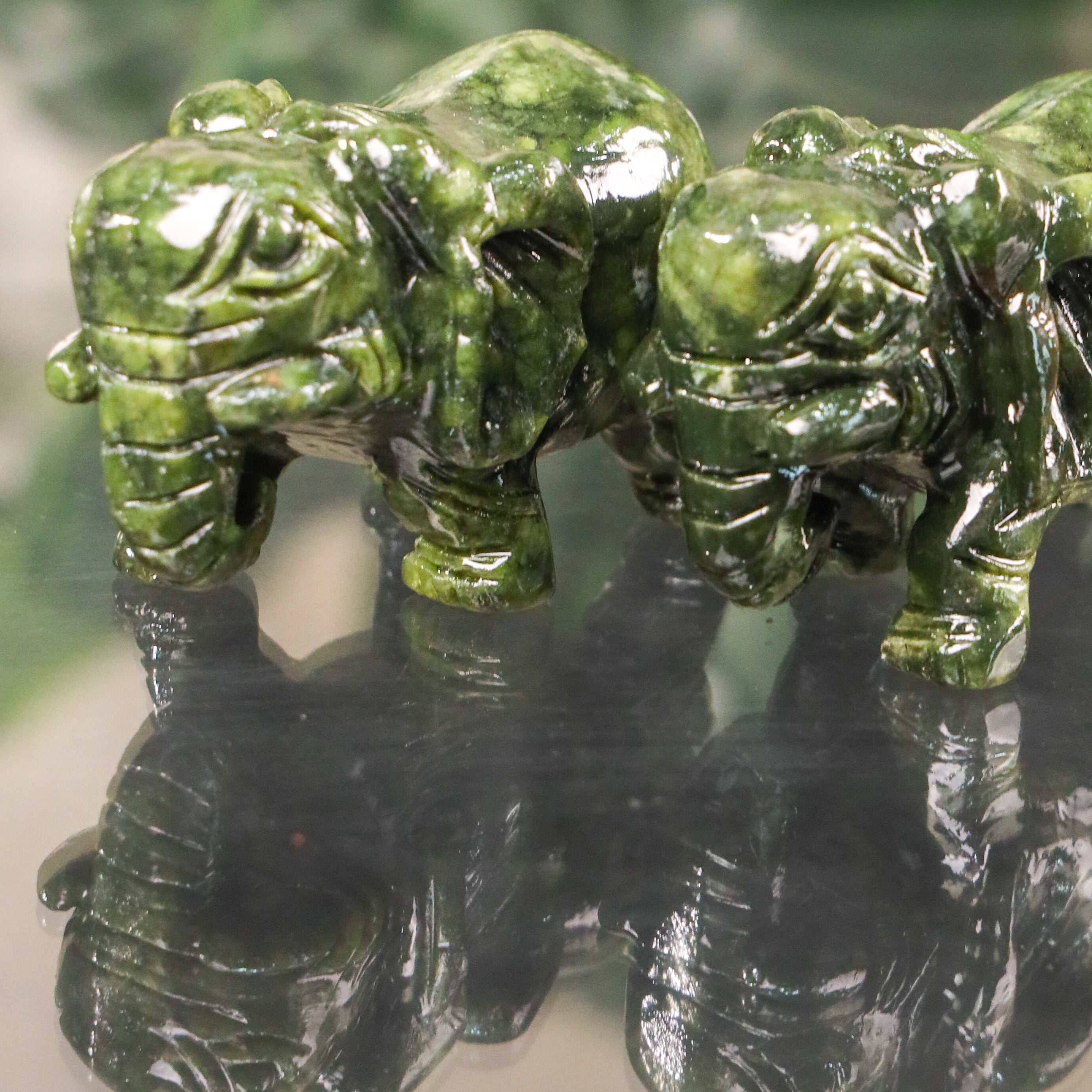 Gentle and Powerful Jade Elephant Pair 11cm
