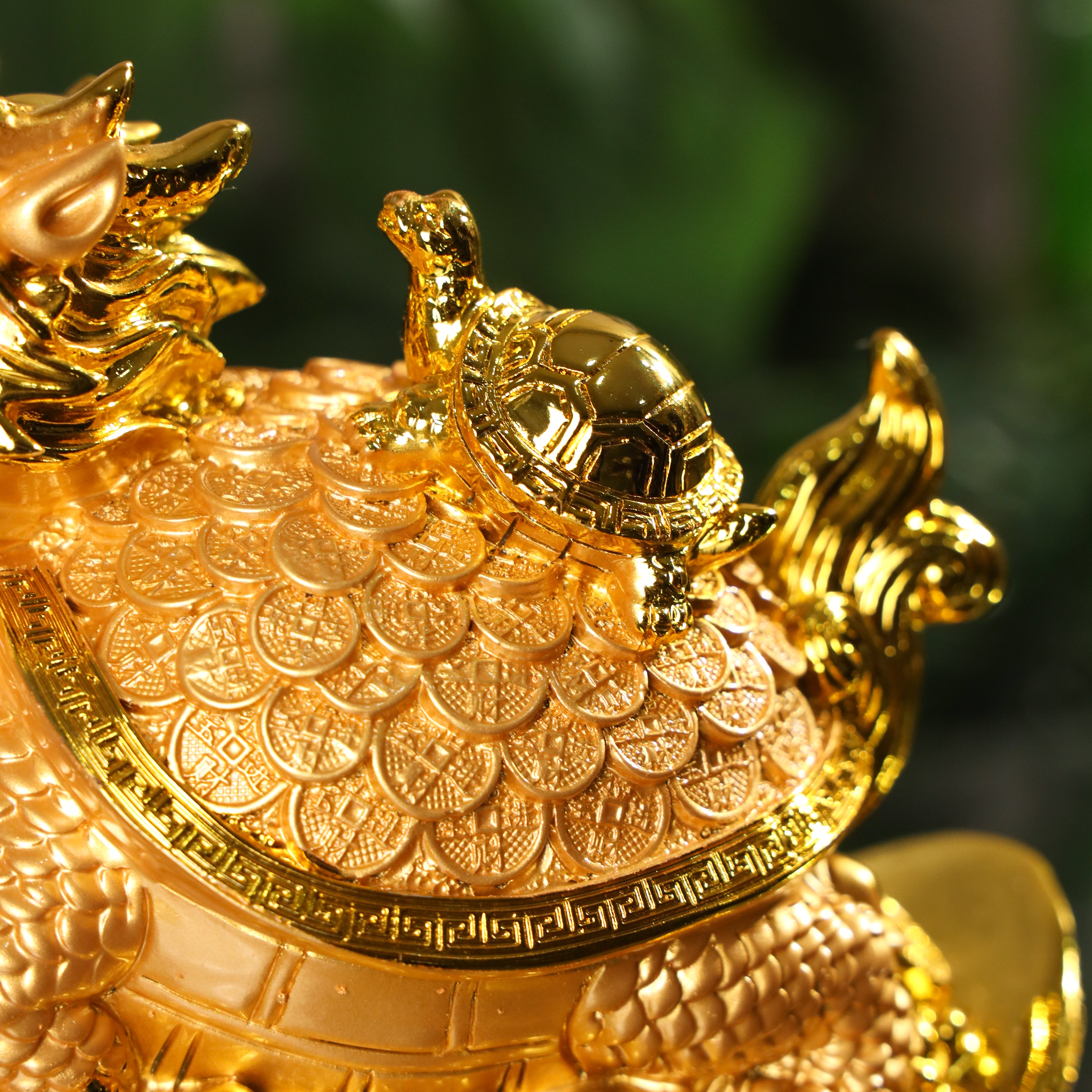 Stable Wealth Luck Golden Dragon Turtle 27cm