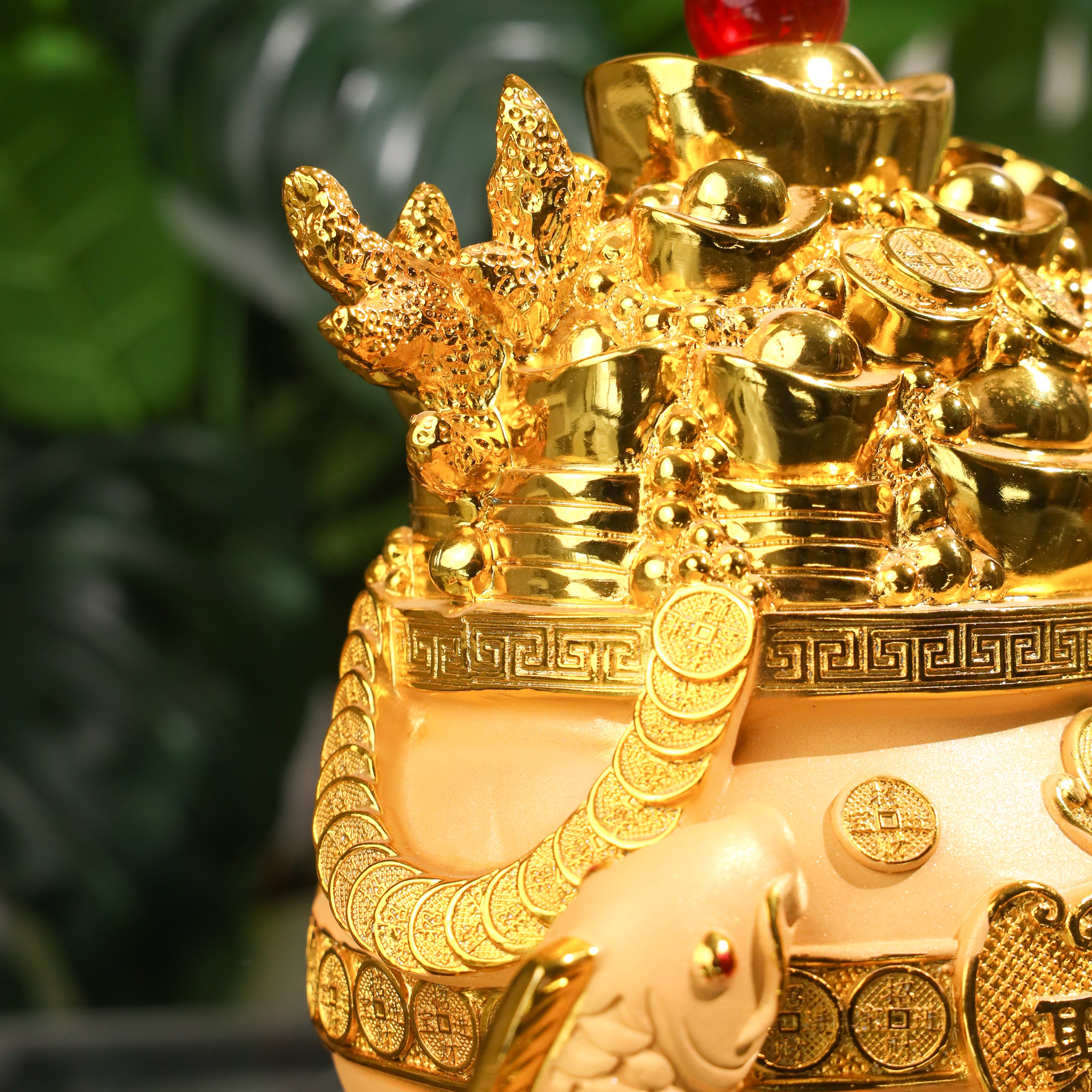 Golden Wealth Pot with Arowanas of Abundance 26cm