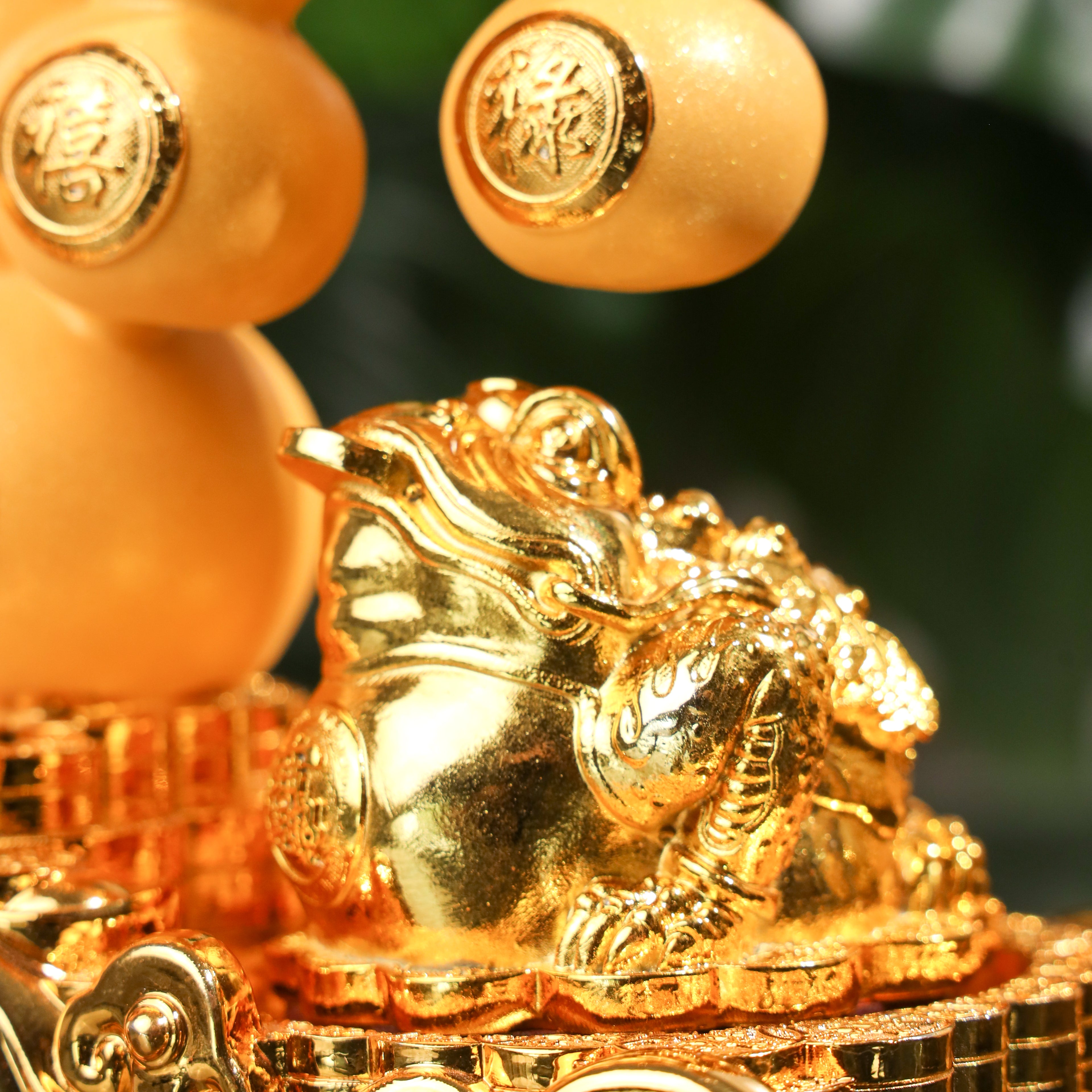Golden Wu Lou Quartet of Health & Wealth 34cm