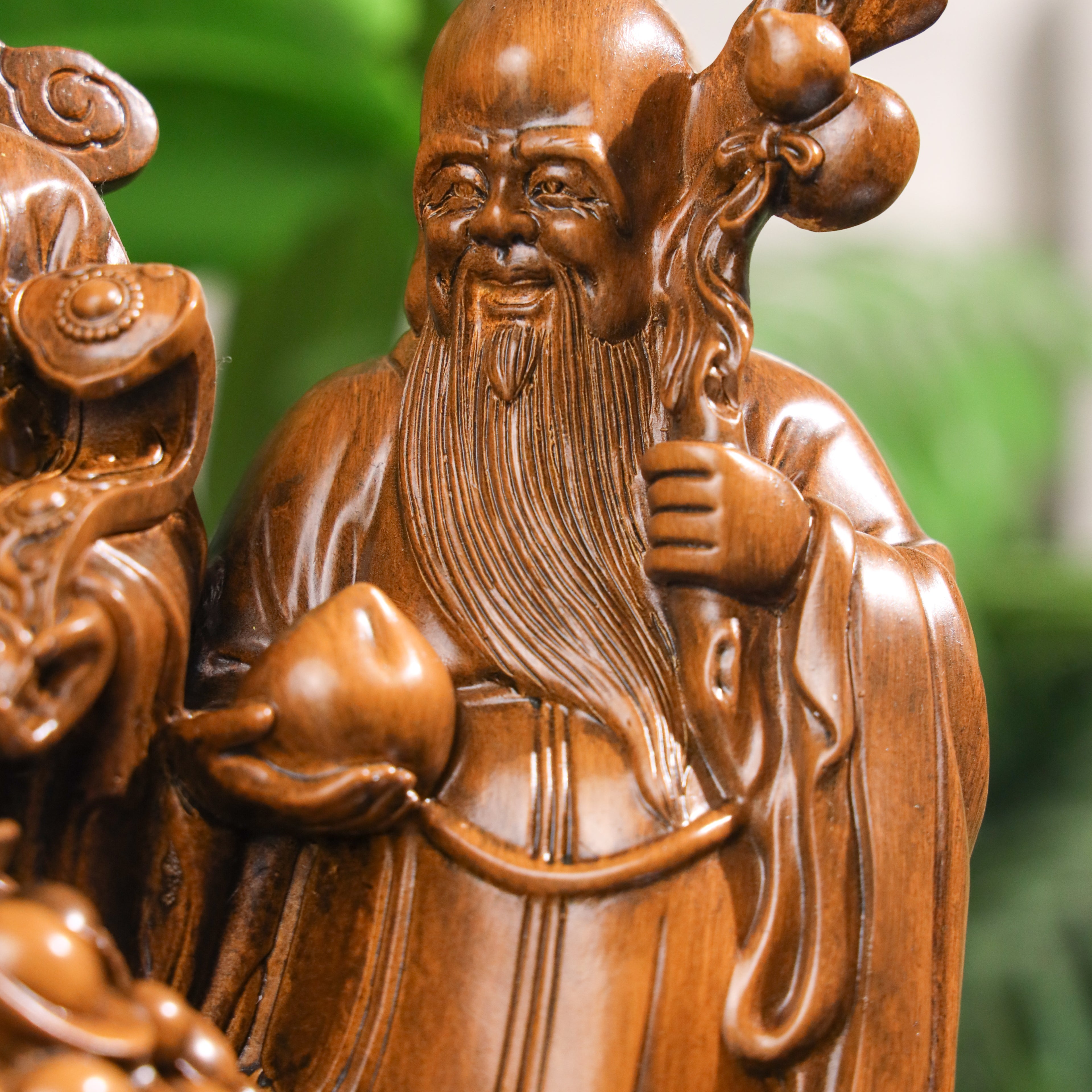 Triple Blessings Wood Fuk Luk Sau 32cm