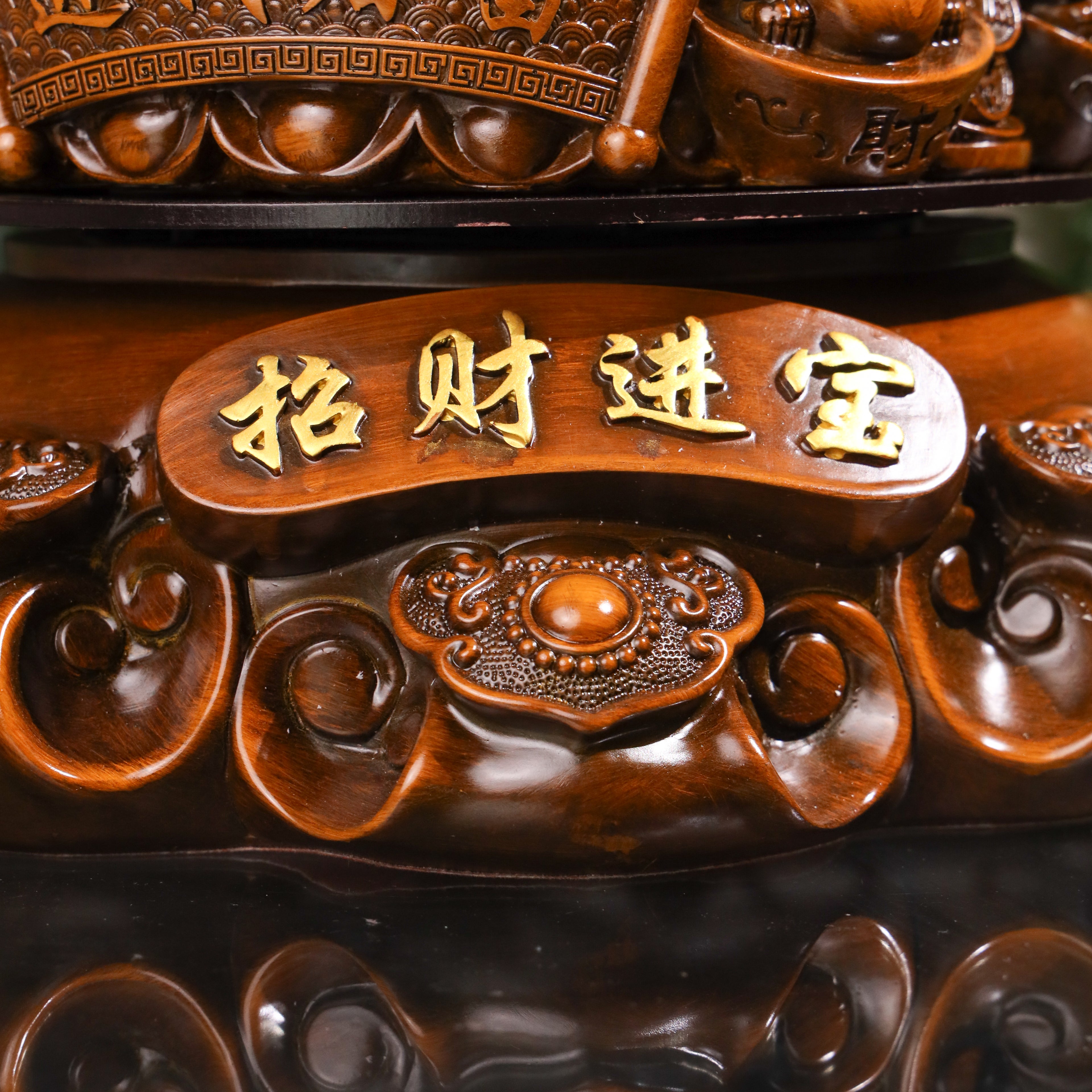 Wealth-Loaded Wood Money Frog 41cm