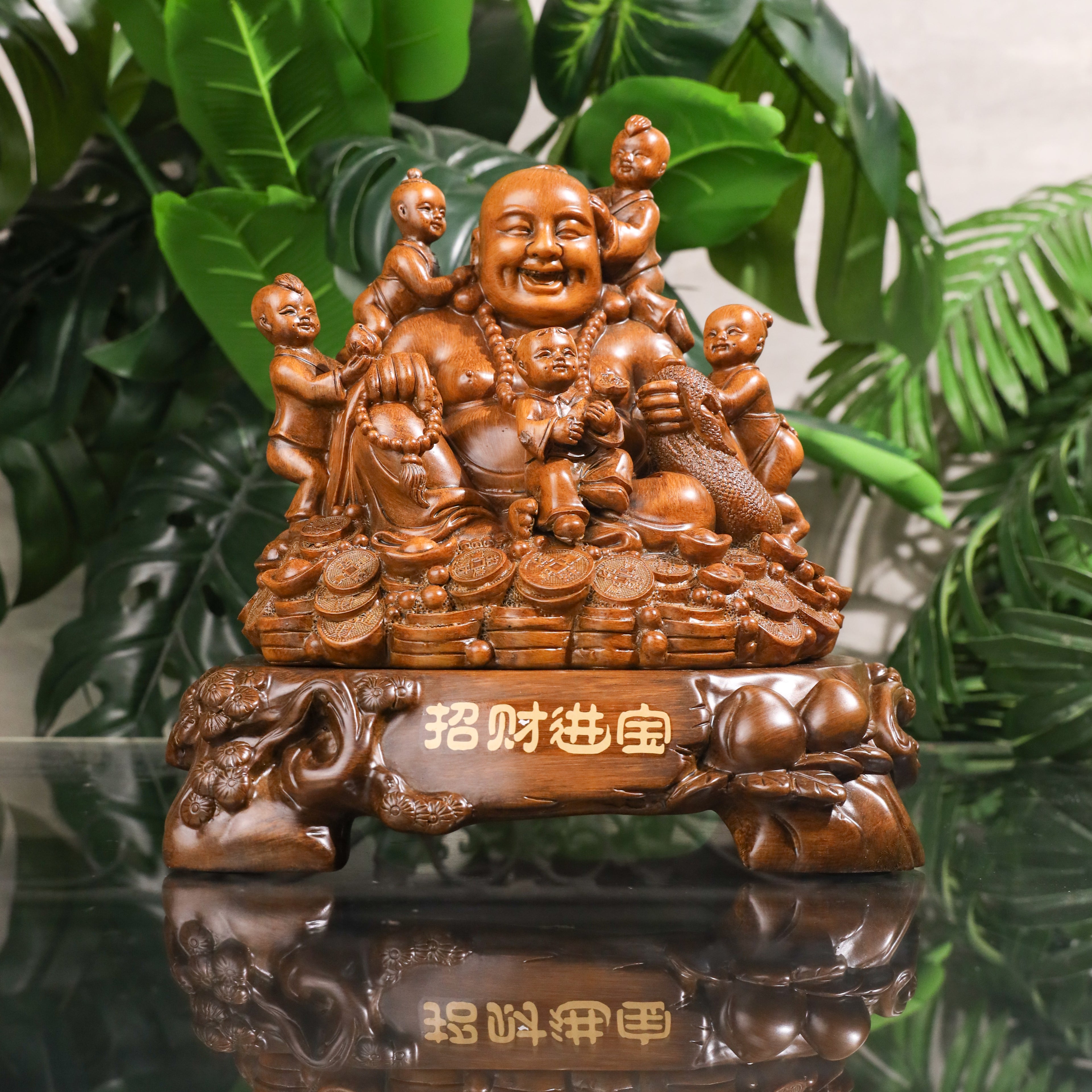 Joyful Family Laughing Buddha with Children 28cm