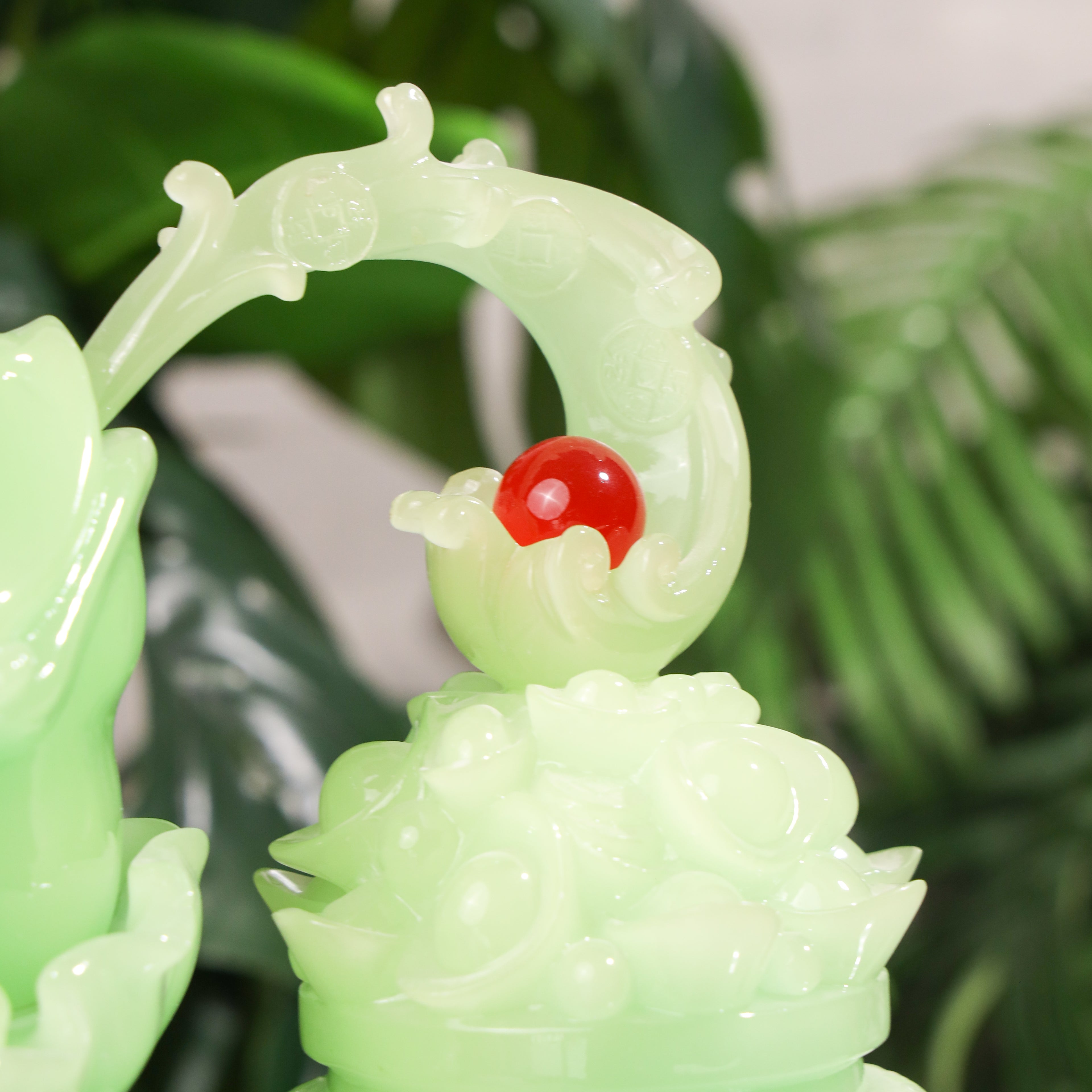 Let Money Flow Jade Frog with Treasure 34cm