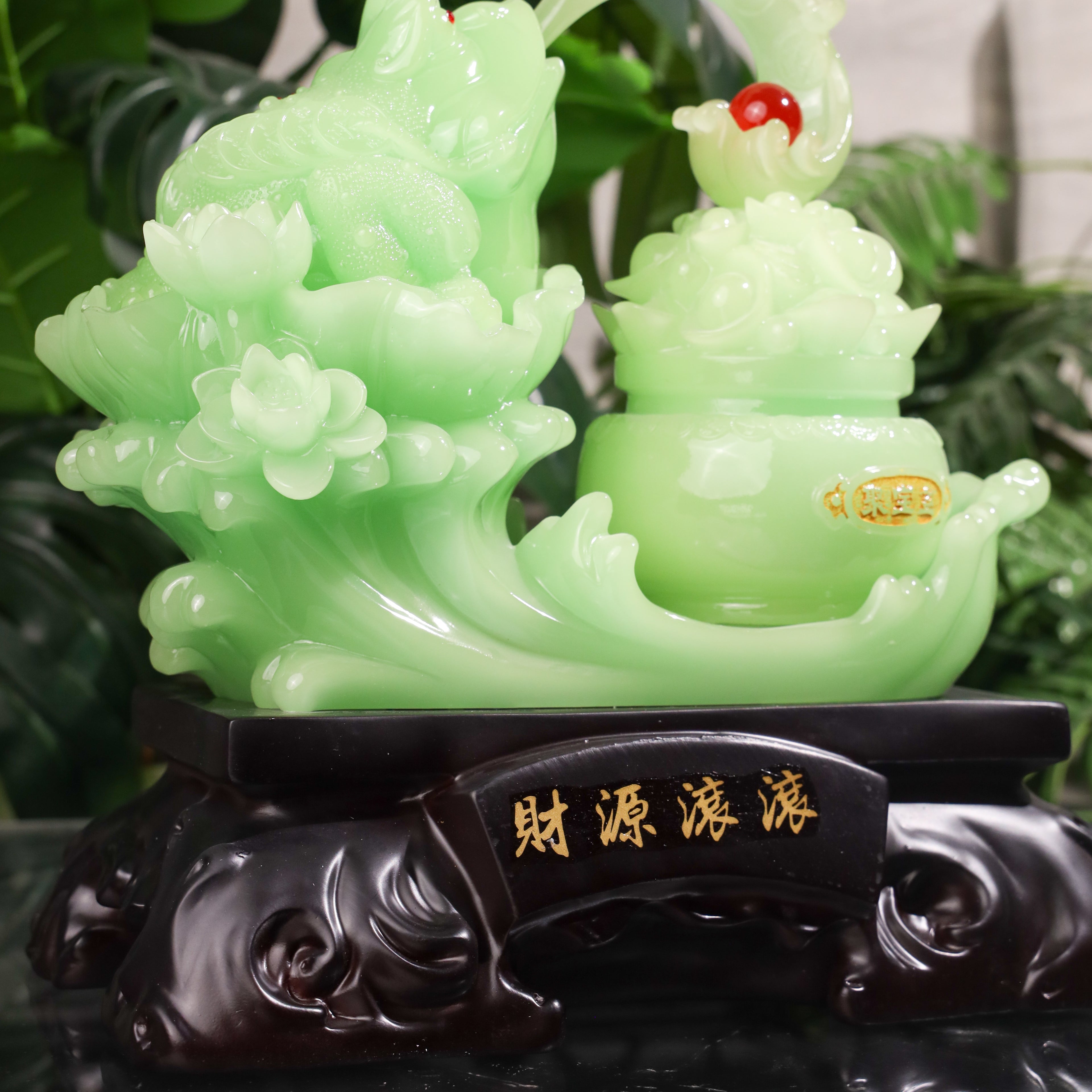 Let Money Flow Jade Frog with Treasure 34cm