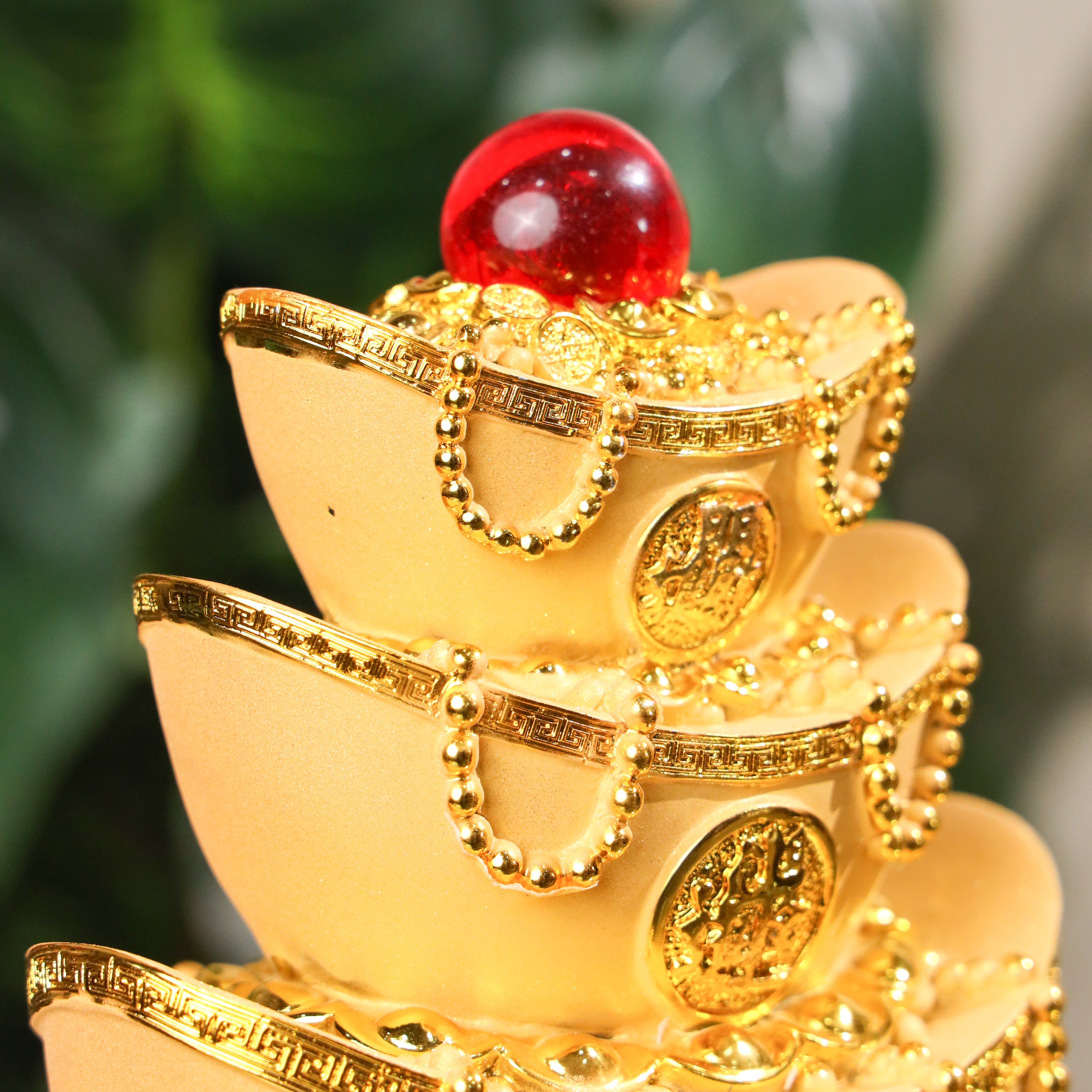 Five-Tier Gold Ingot Tower of Growing Wealth 32cm