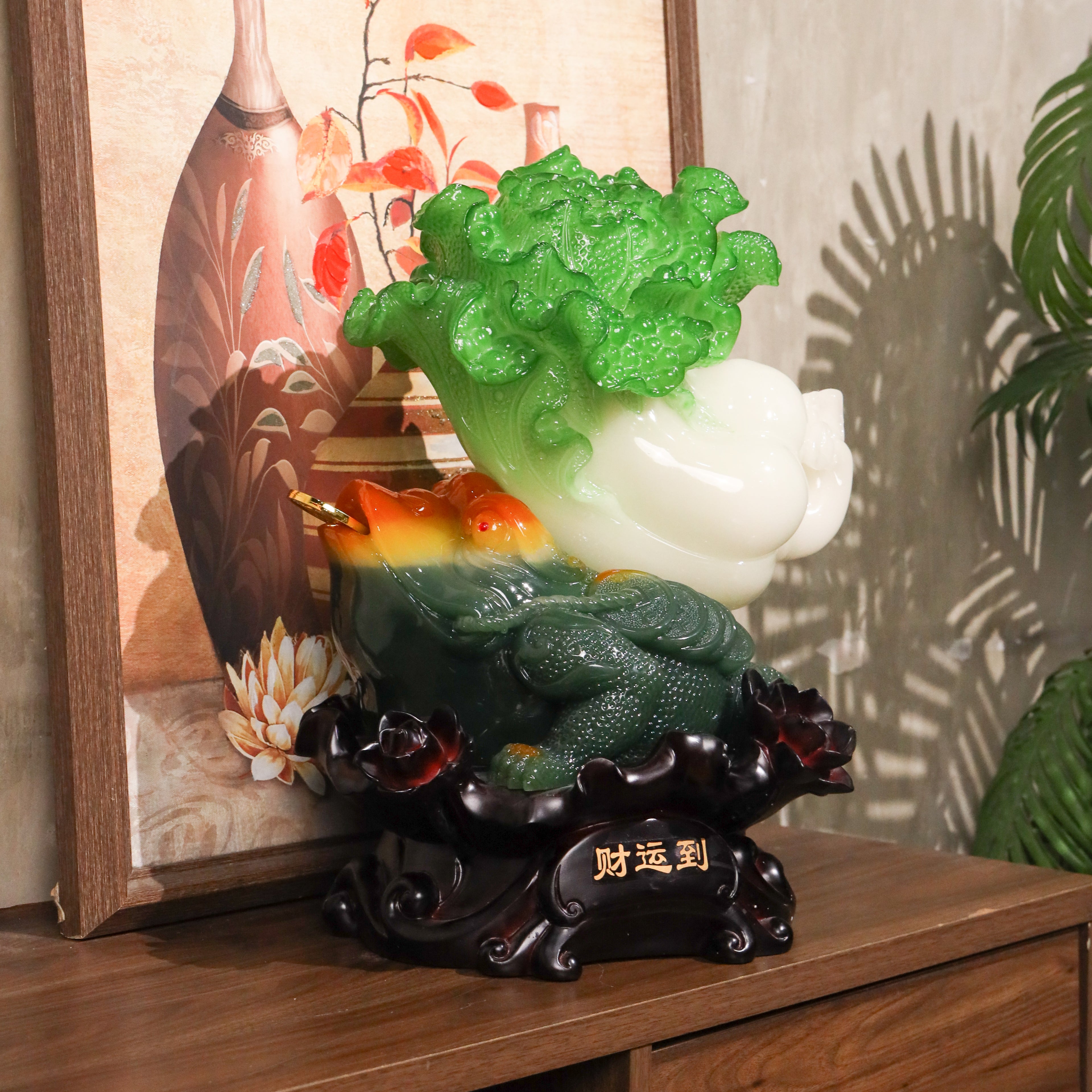 Carry Home Harvest Money Frog & Cabbage 46cm