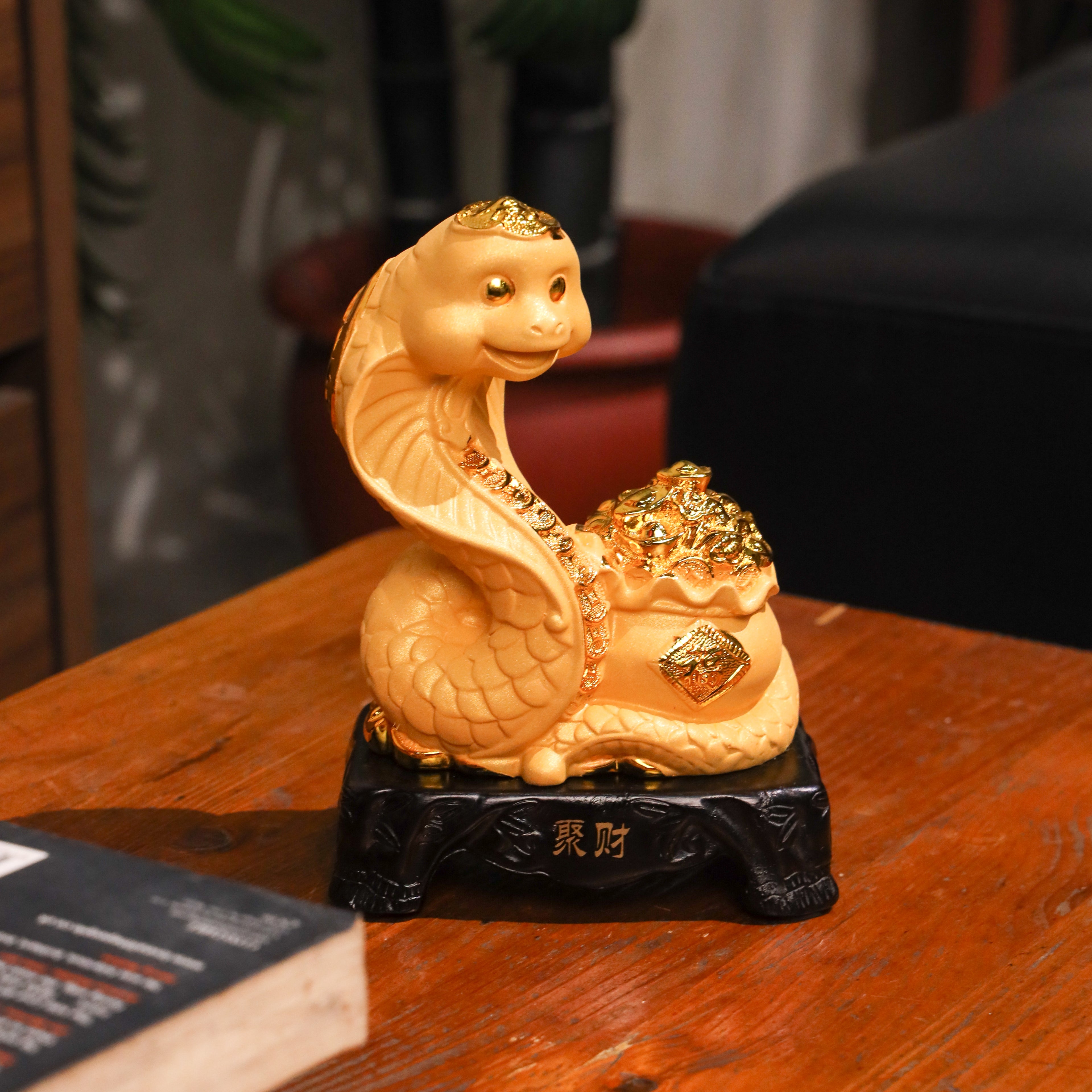 Golden Zodiac Snake of Strategy & Wisdom 18cm
