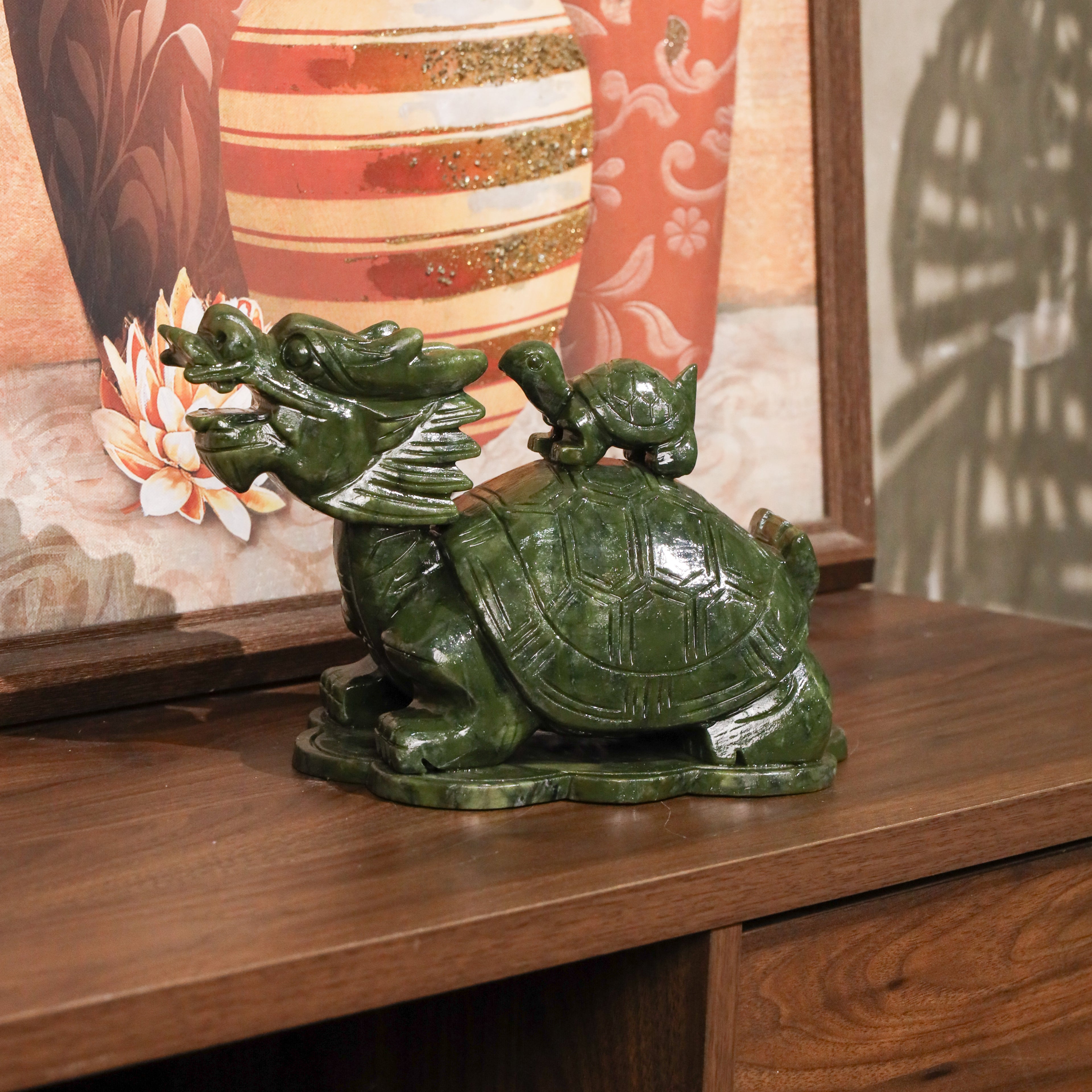 Jade Dragon Turtle of Generational Prosperity 25cm