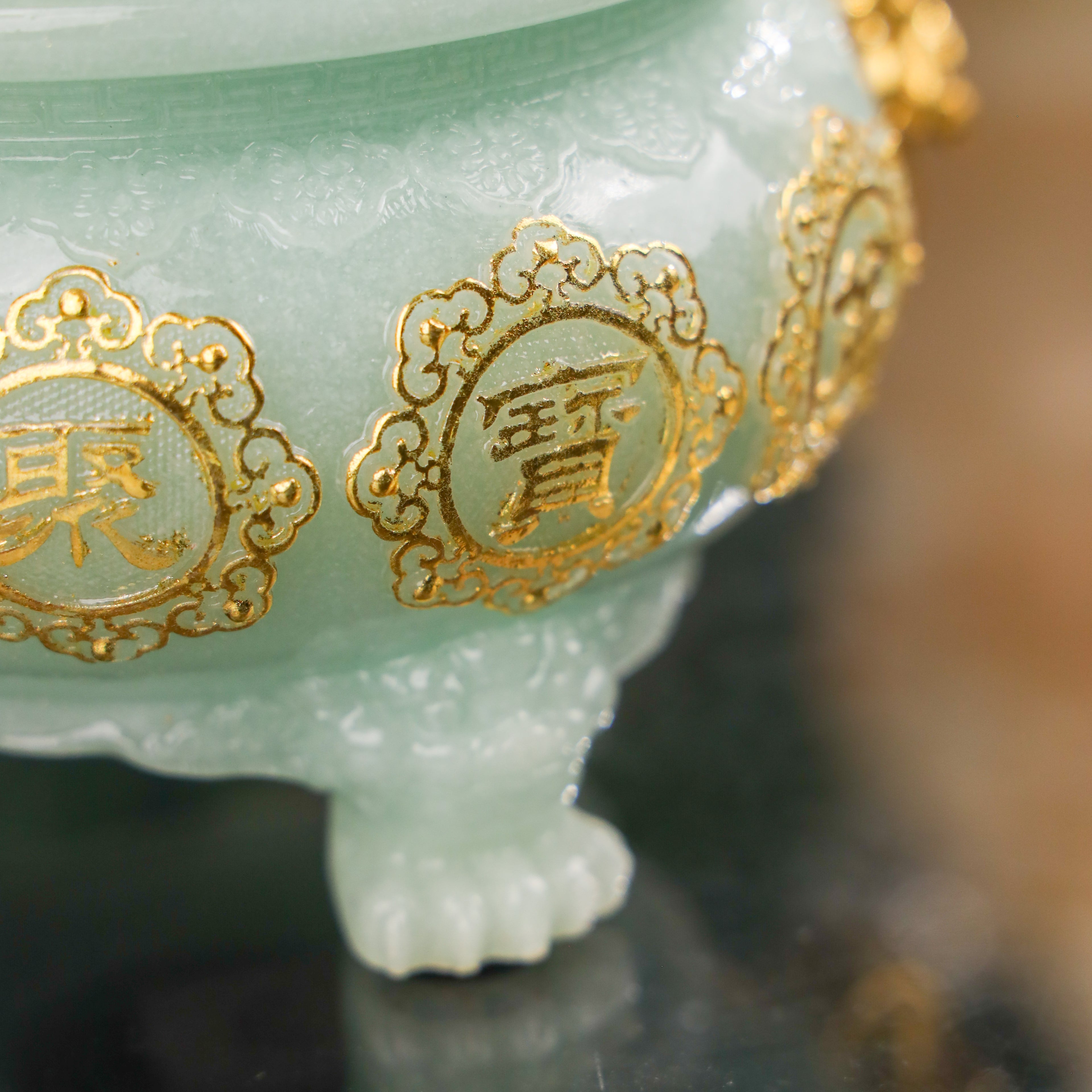Elegant Jade Wealth Bowl of Abundance 17cm