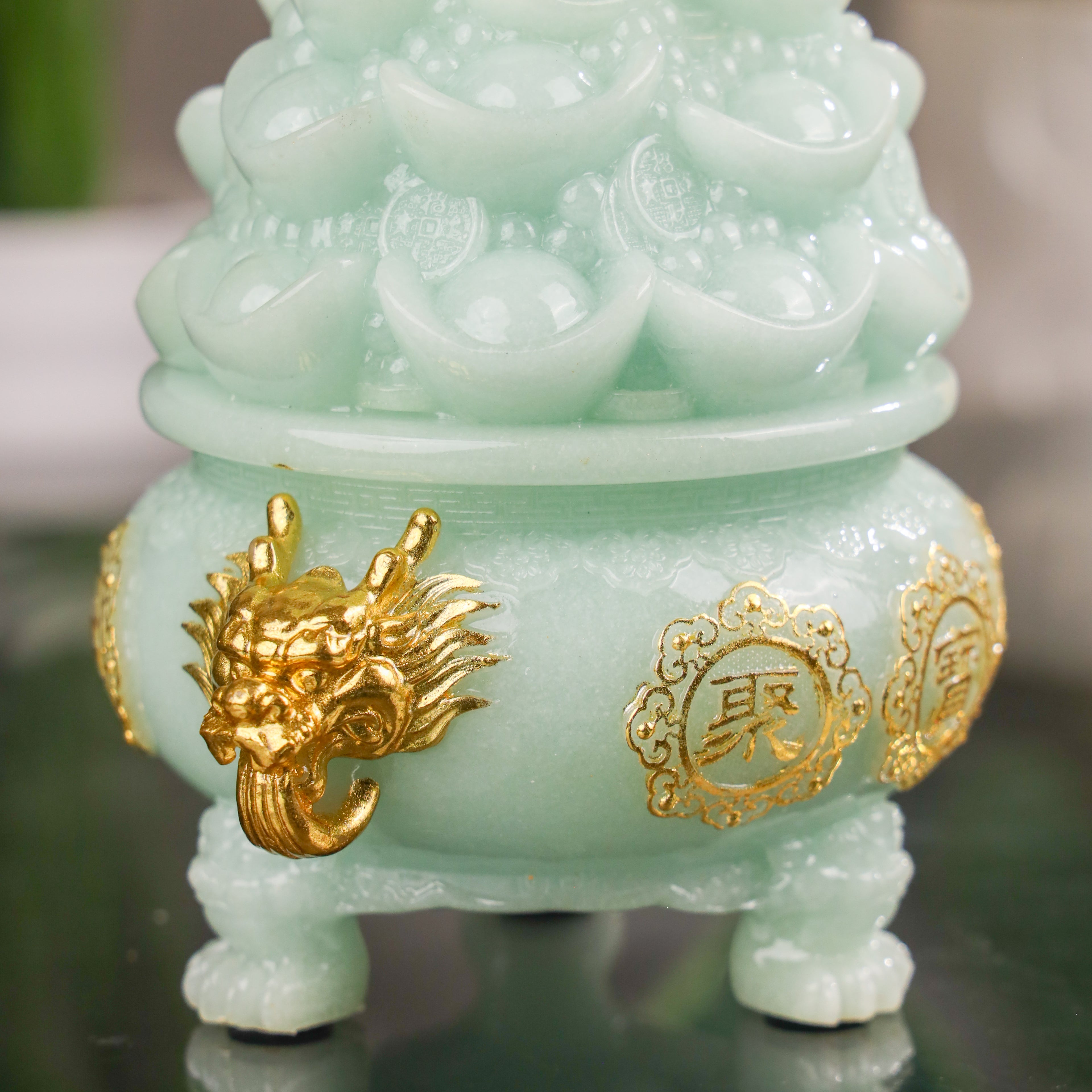 Elegant Jade Wealth Bowl of Abundance 17cm
