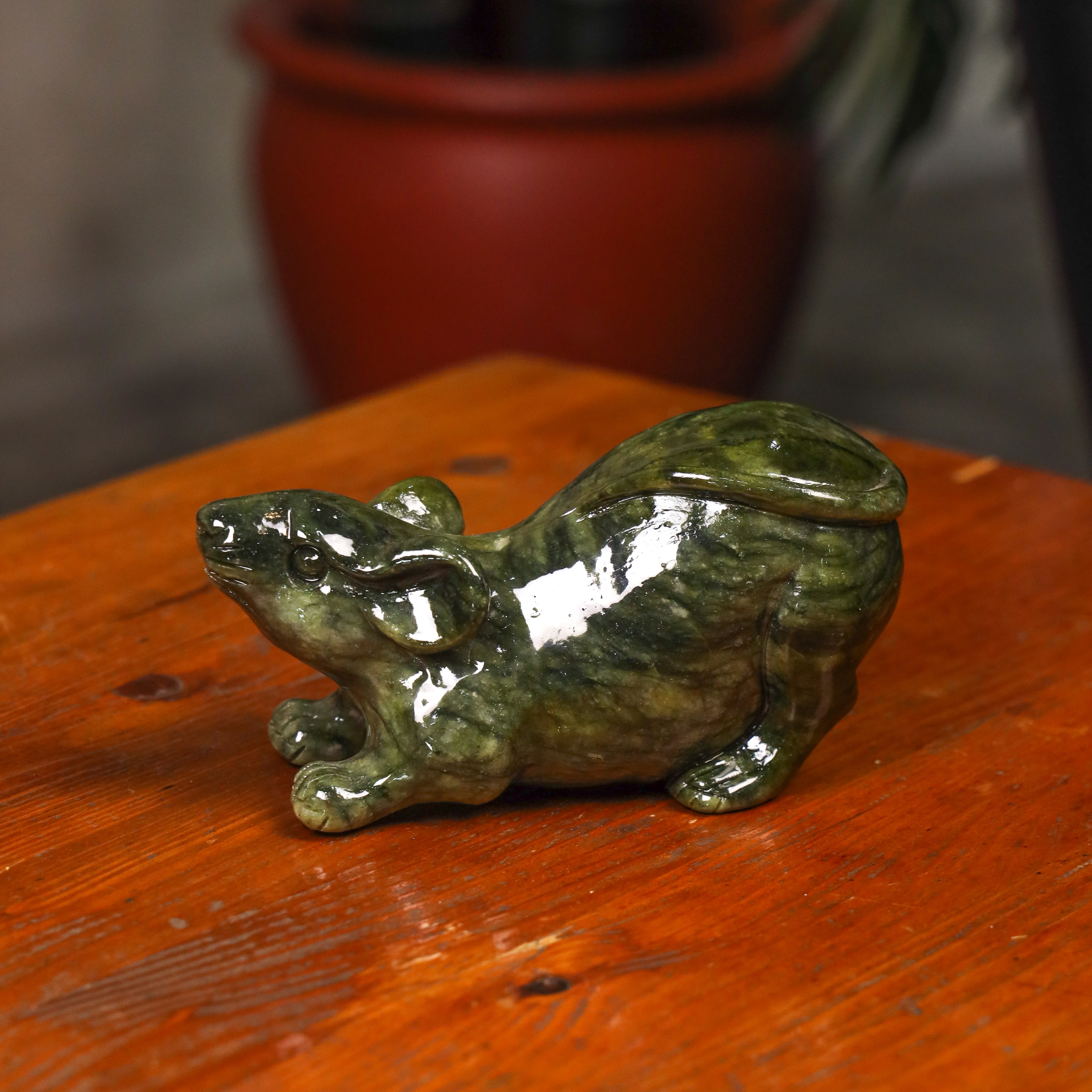 Jade Zodiac Rat for Hidden Advantage 16cm