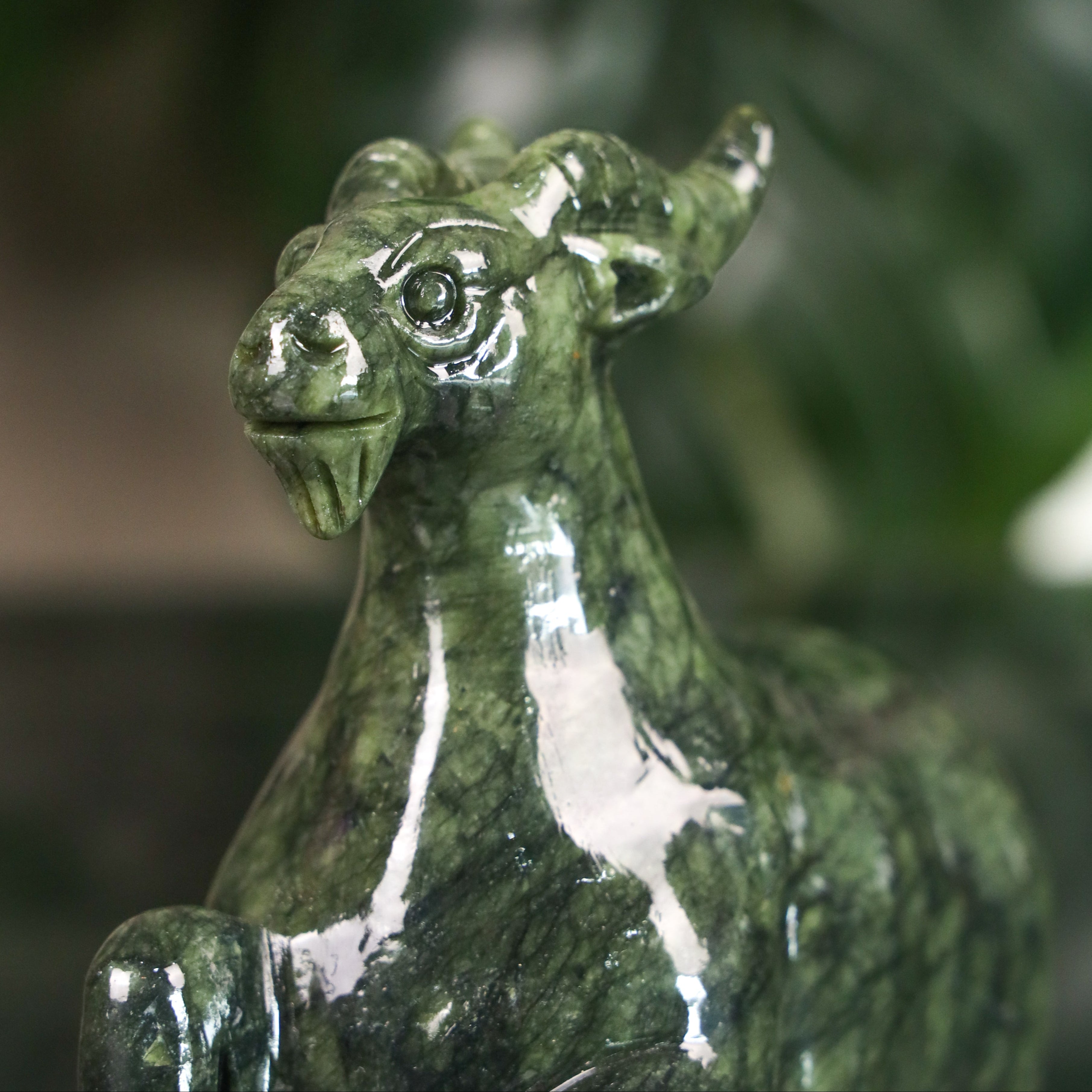 Jade Zodiac Goat for Peaceful Work 15cm